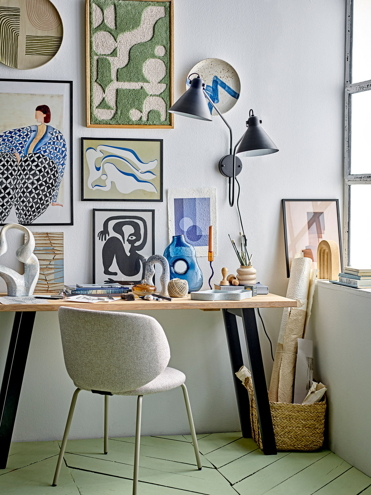 Ozcar Wanddekoration, Blau, Steingut in Blue präsentiert im Onlineshop von KAQTU Design AG. Wanddeko ist von Bloomingville