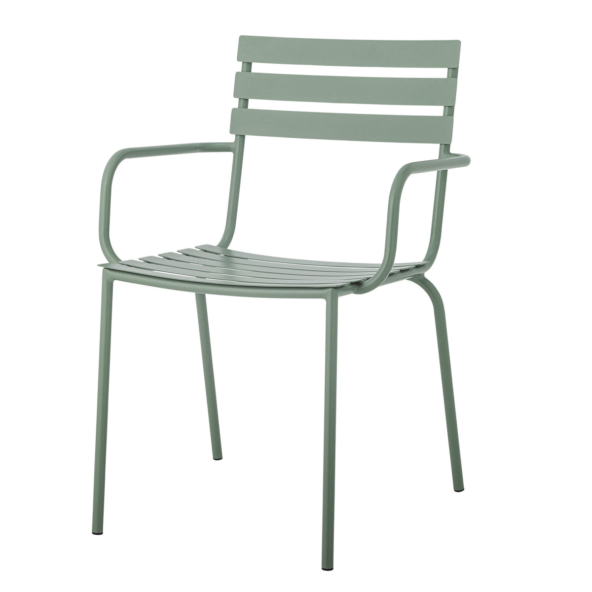 Monsi Esszimmerstuhl, Grün, Verzinktes Metall in Green präsentiert im Onlineshop von KAQTU Design AG. Gartenstuhl mit Armlehnen ist von Bloomingville