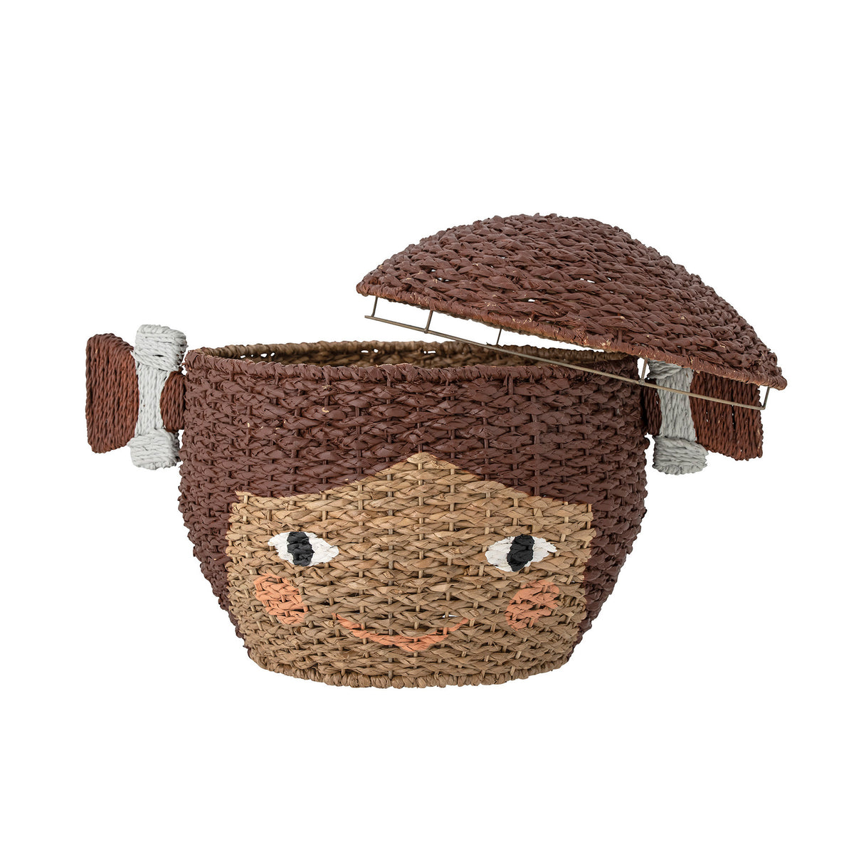 Lill Korb mit Deckel, Braun, Bankuan-Gras in Brown präsentiert im Onlineshop von KAQTU Design AG. Aufbewährungskörbe ist von Bloomingville Mini
