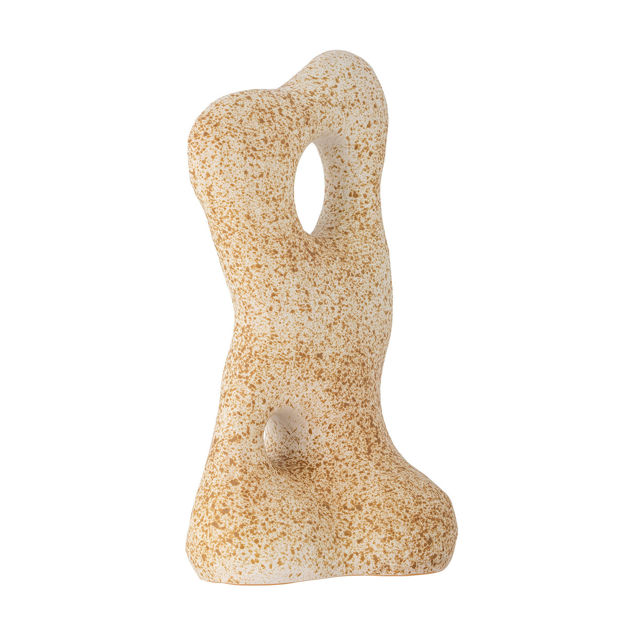 Grosse dekorative Skulptur Raheen von Bloomingville aus beigem Steingut, schlanke geschwungene Form, platzierbar auf Boden oder Tisch.
