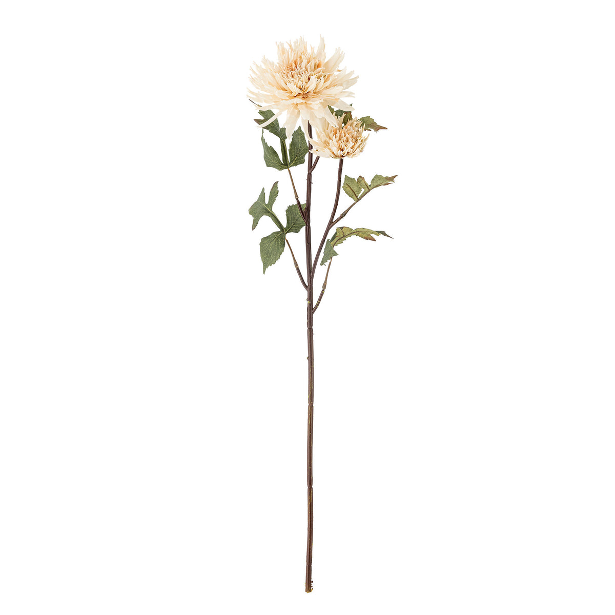Chrysantemum Stiel in Beige von Bloomingville, künstliche Blume aus PE, Eisen und Polyester mit Blütenköpfen und detaillierten Blättern.