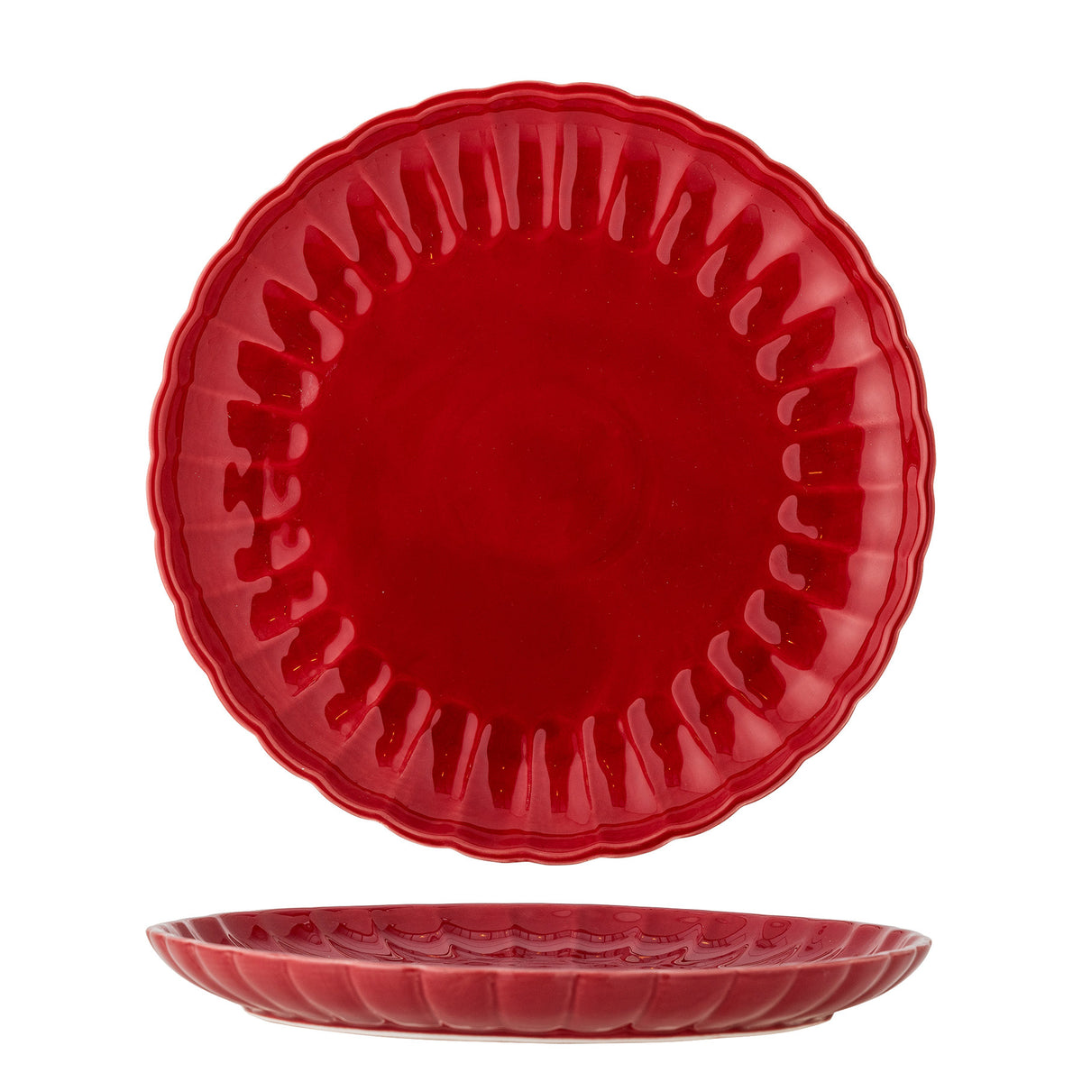 Latina Teller, Rot, Steingut in Rot präsentiert im Onlineshop von KAQTU Design AG. Teller ist von Bloomingville