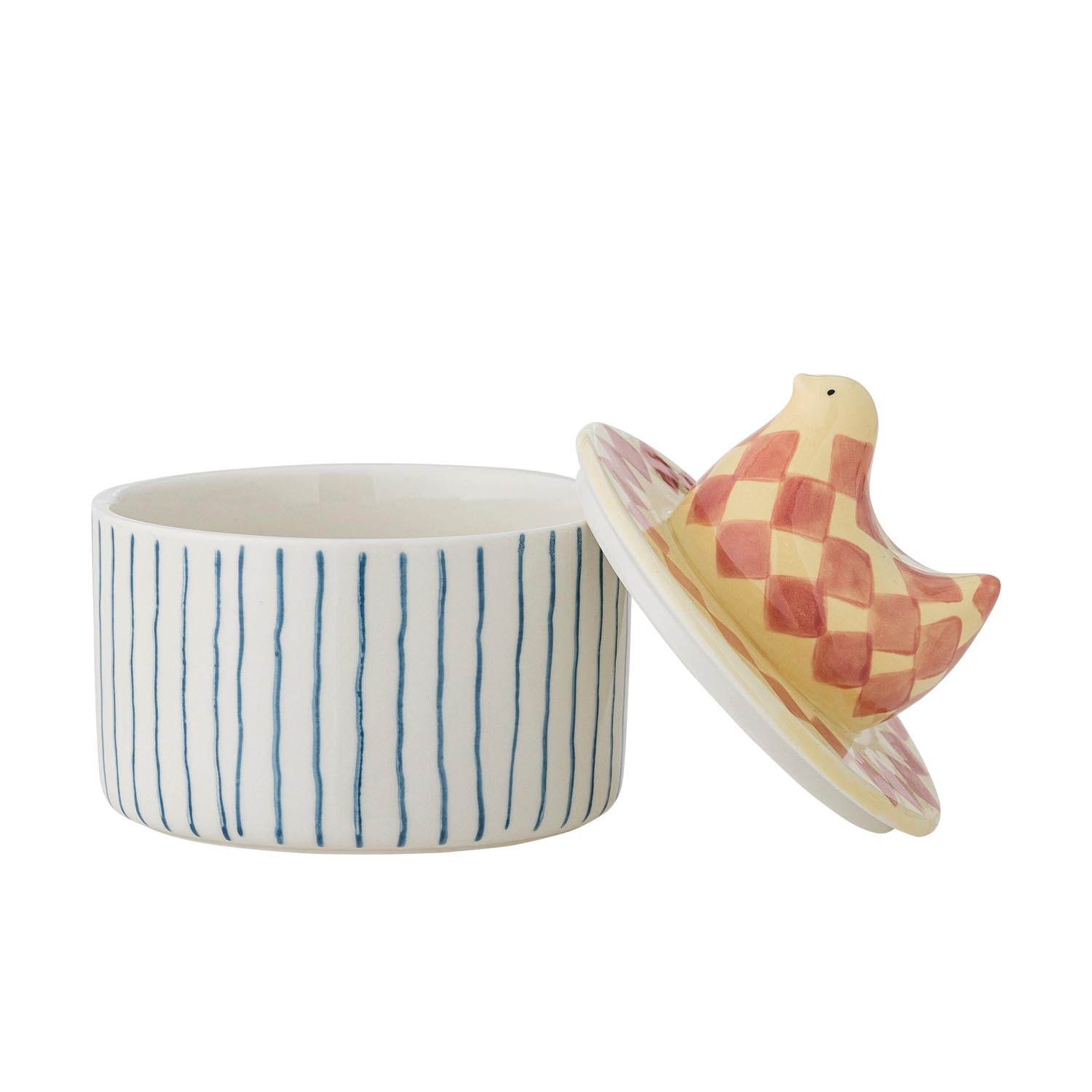 Das Biona Gefäß von Bloomingville vereint skandinavisches Design und Funktionalität. Handgemalt, mit verspieltem Deckel, ideal für Ihre Küche.