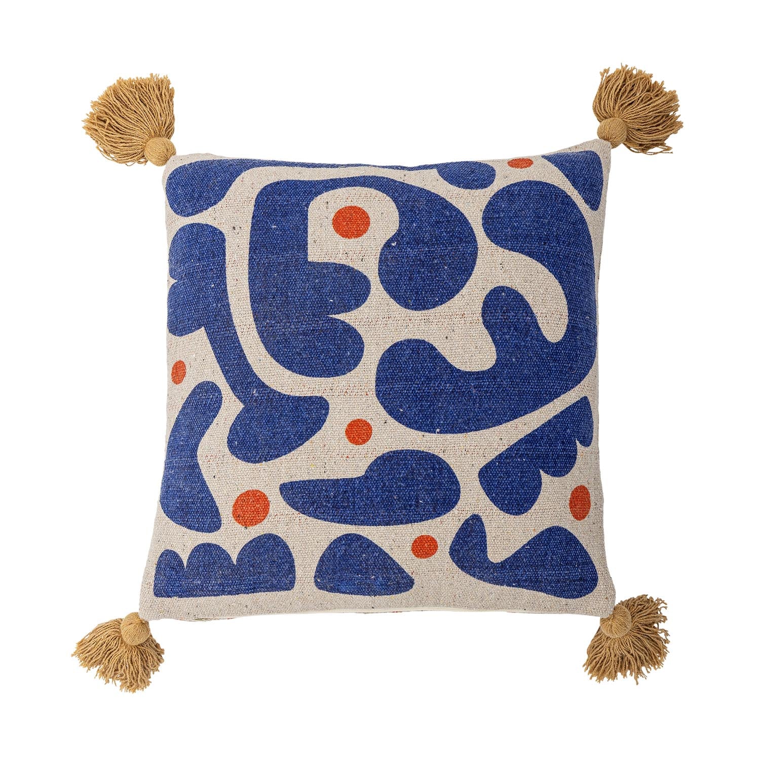 Eviaya Kissen, Blau, Recycelte Baumwolle in Blau präsentiert im Onlineshop von KAQTU Design AG. Deko Kissen ist von Bloomingville