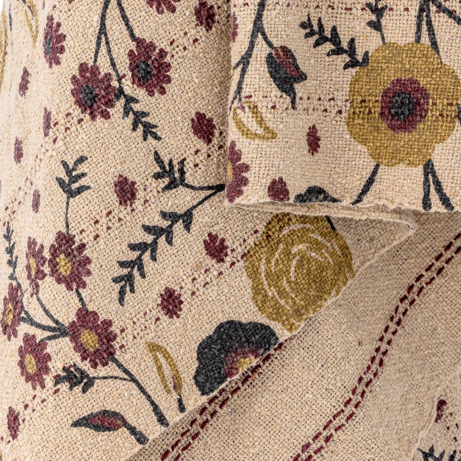 Die Eydis Decke von Bloomingville kombiniert elegantes florales Design mit umweltfreundlicher, recycelter Baumwolle. Perfekt für jeden Raum!