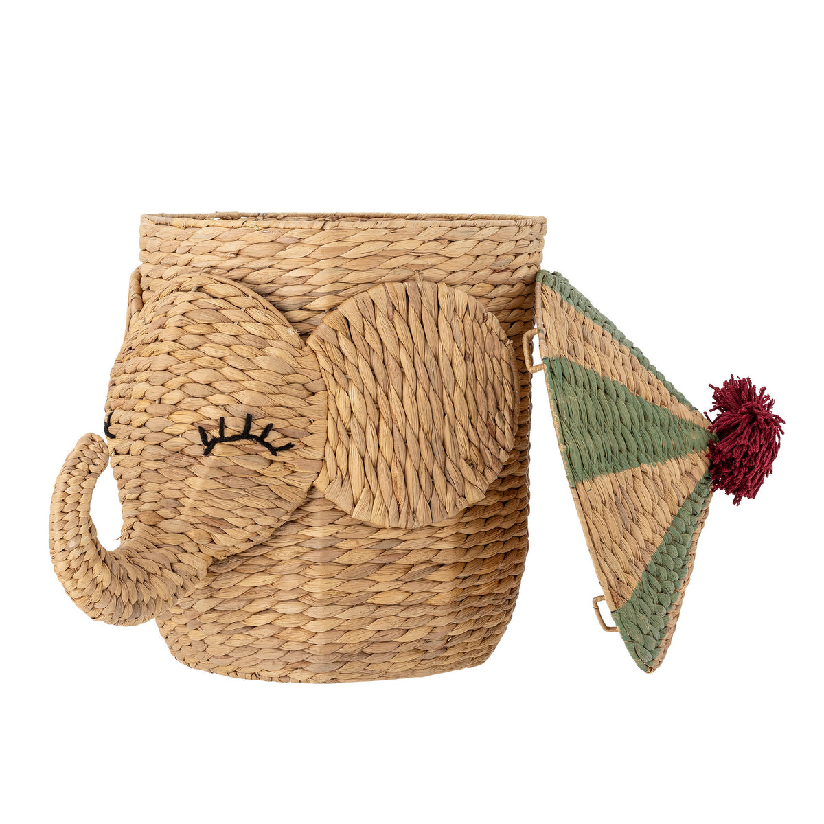 Bobo Korb mit Deckel, Natur, Wasserhyazinthe in Natur präsentiert im Onlineshop von KAQTU Design AG. Aufbewährungskörbe ist von Bloomingville Mini