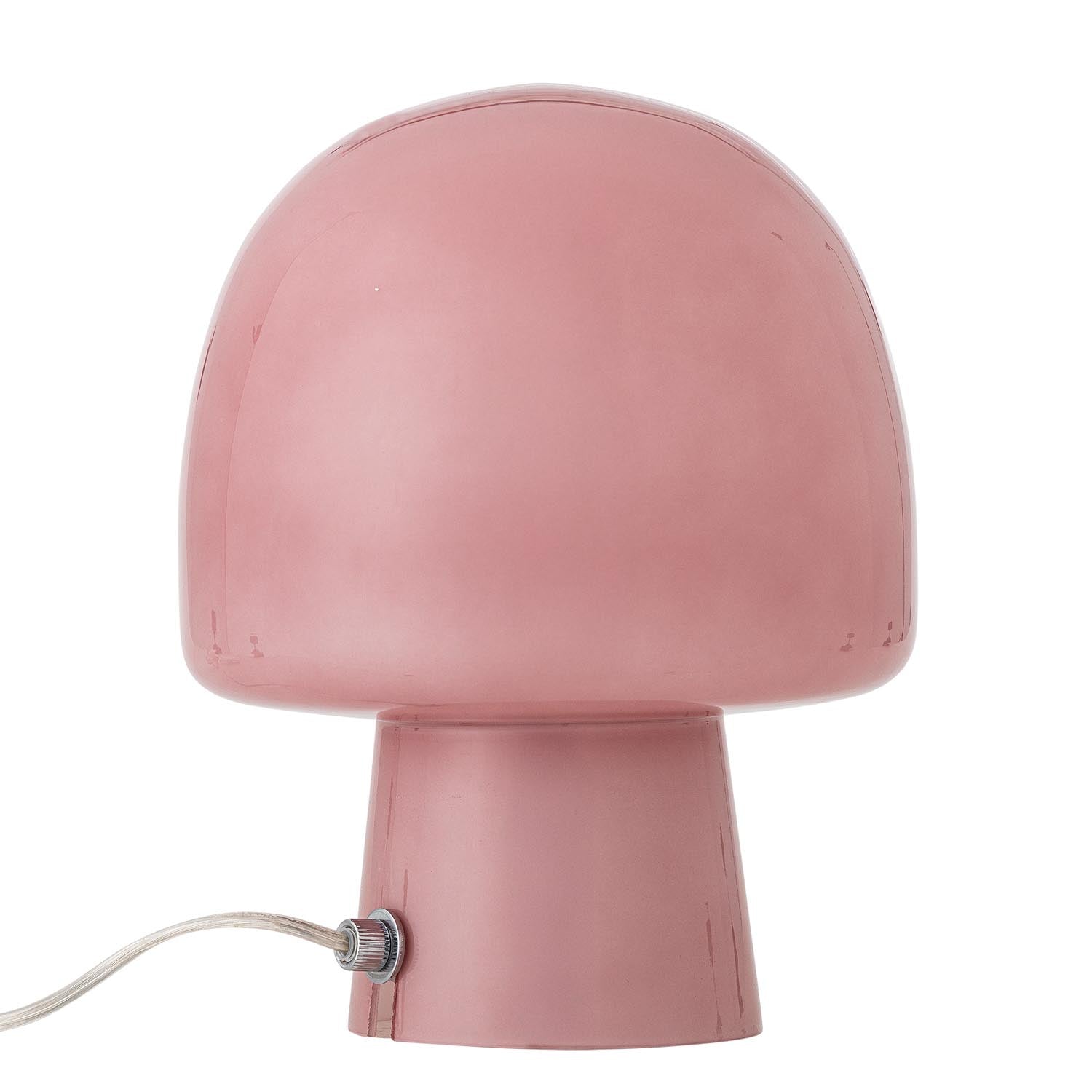 Die Paddy Tischlampe von Bloomingville in zartem Rosaglas vereint stilvolle Eleganz mit warmer Lichtatmosphäre. Ideal für jeden Raum!