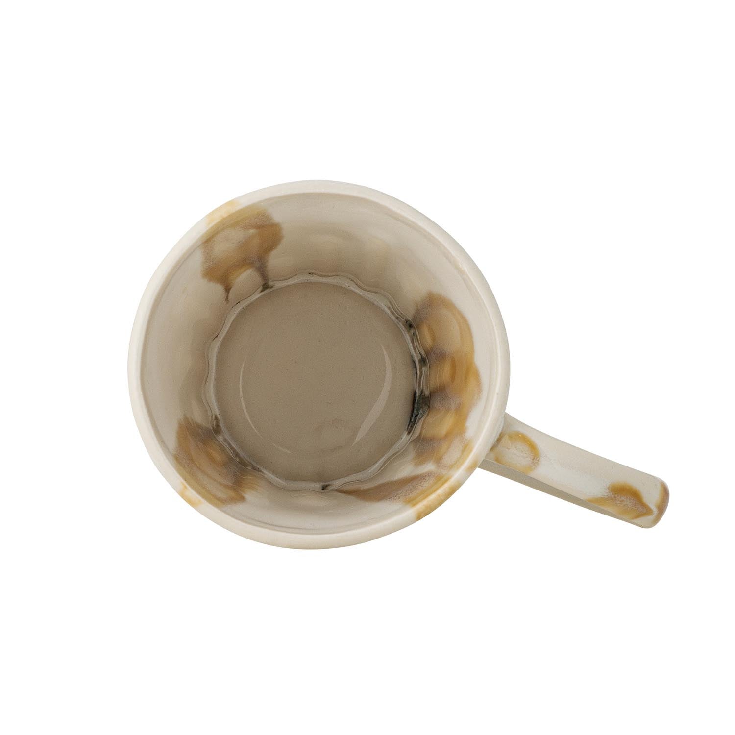 Erleben Sie den Joseph Becher aus Steingut – ein einzigartiges Kunstwerk in warmen Braun- und Gelbtönen, perfekt für Ihren Kaffeegenuss!