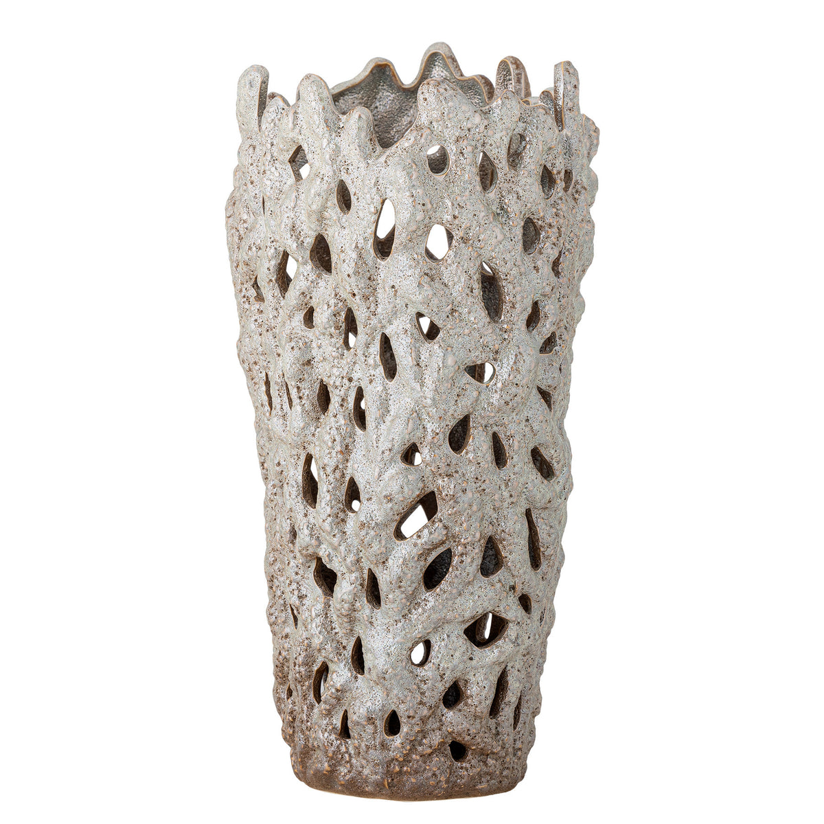 Eunice Deko-Vase, Weiss, Steingut in Weiss präsentiert im Onlineshop von KAQTU Design AG. Vase ist von Bloomingville
