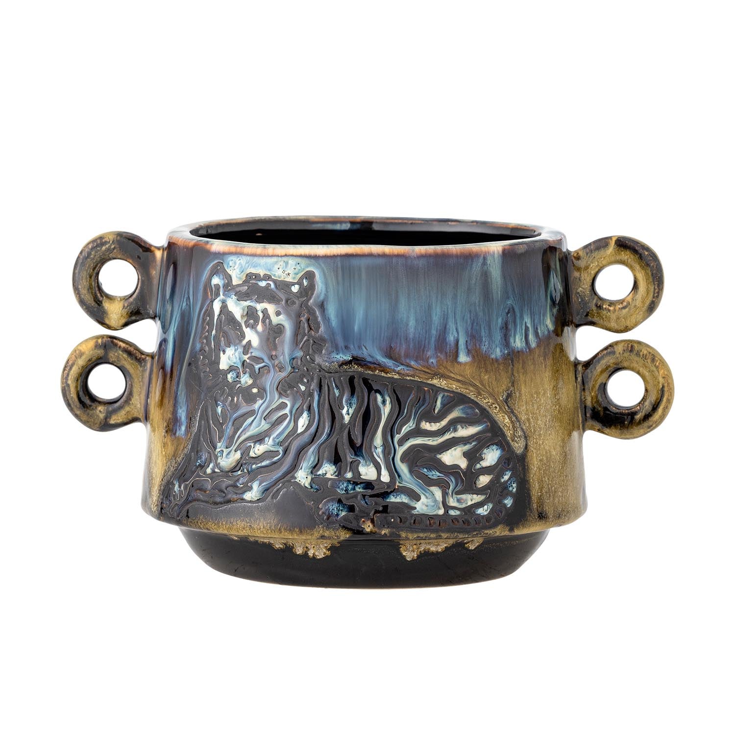 Walton Blumentopf, Blau, Steingut in Blau präsentiert im Onlineshop von KAQTU Design AG. Blumentopf ist von Creative Collection