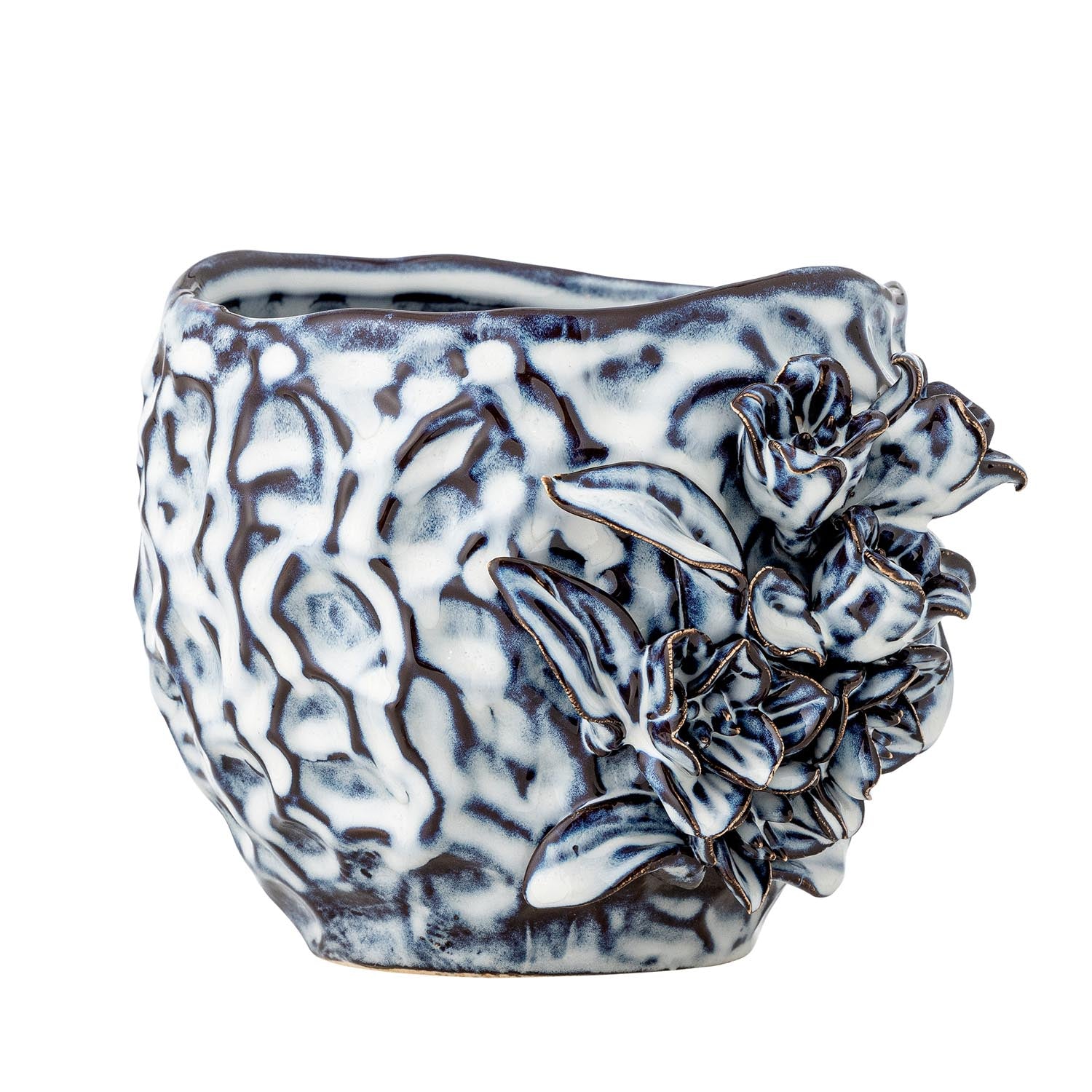 Gestalten Sie Ihr Zuhause stilvoll mit dem Malina Blumentopf in Blau. Aus robustem Steingut, einzigartiges Design für jede Pflanze!