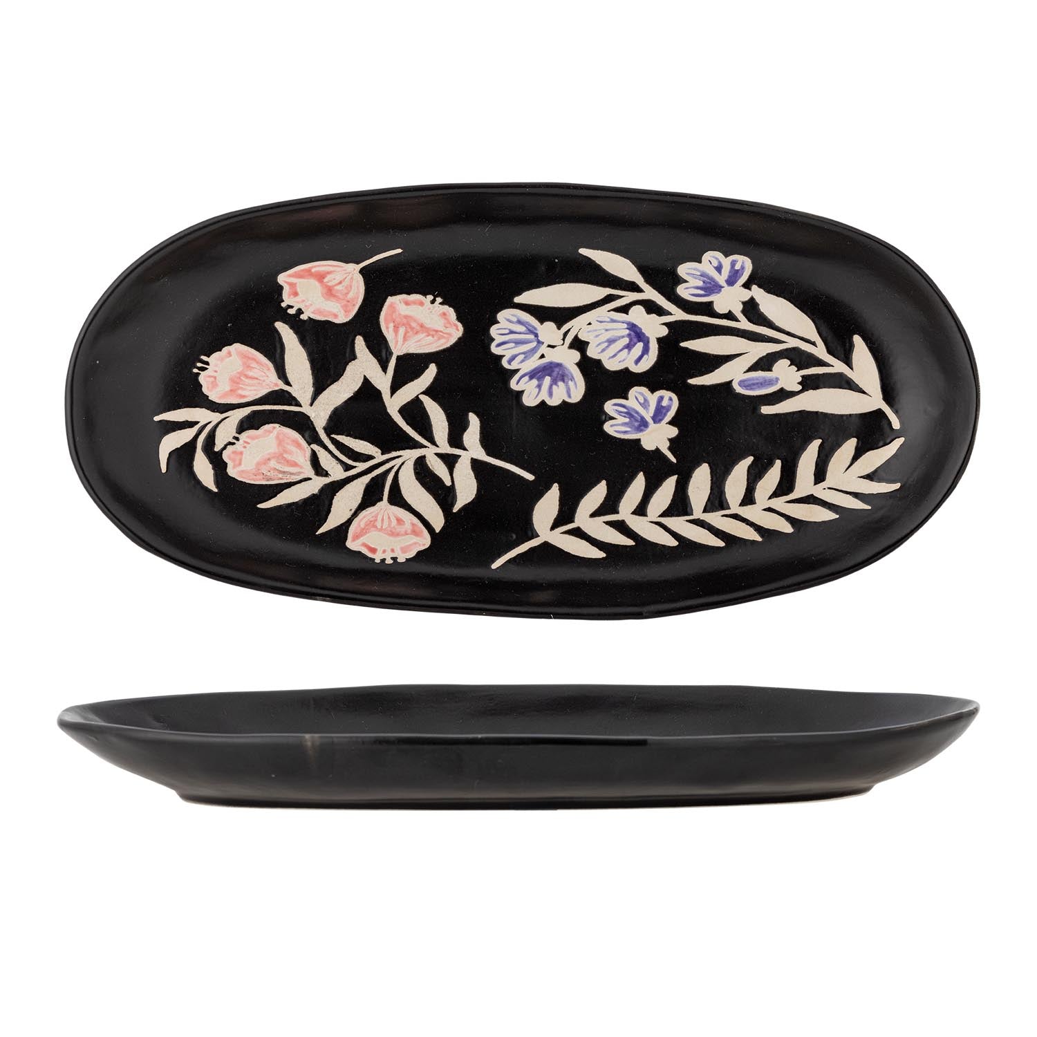 Amberly Serviertablett, Schwarz, Steingut in Schwarz präsentiert im Onlineshop von KAQTU Design AG. Kochbesteck ist von Bloomingville