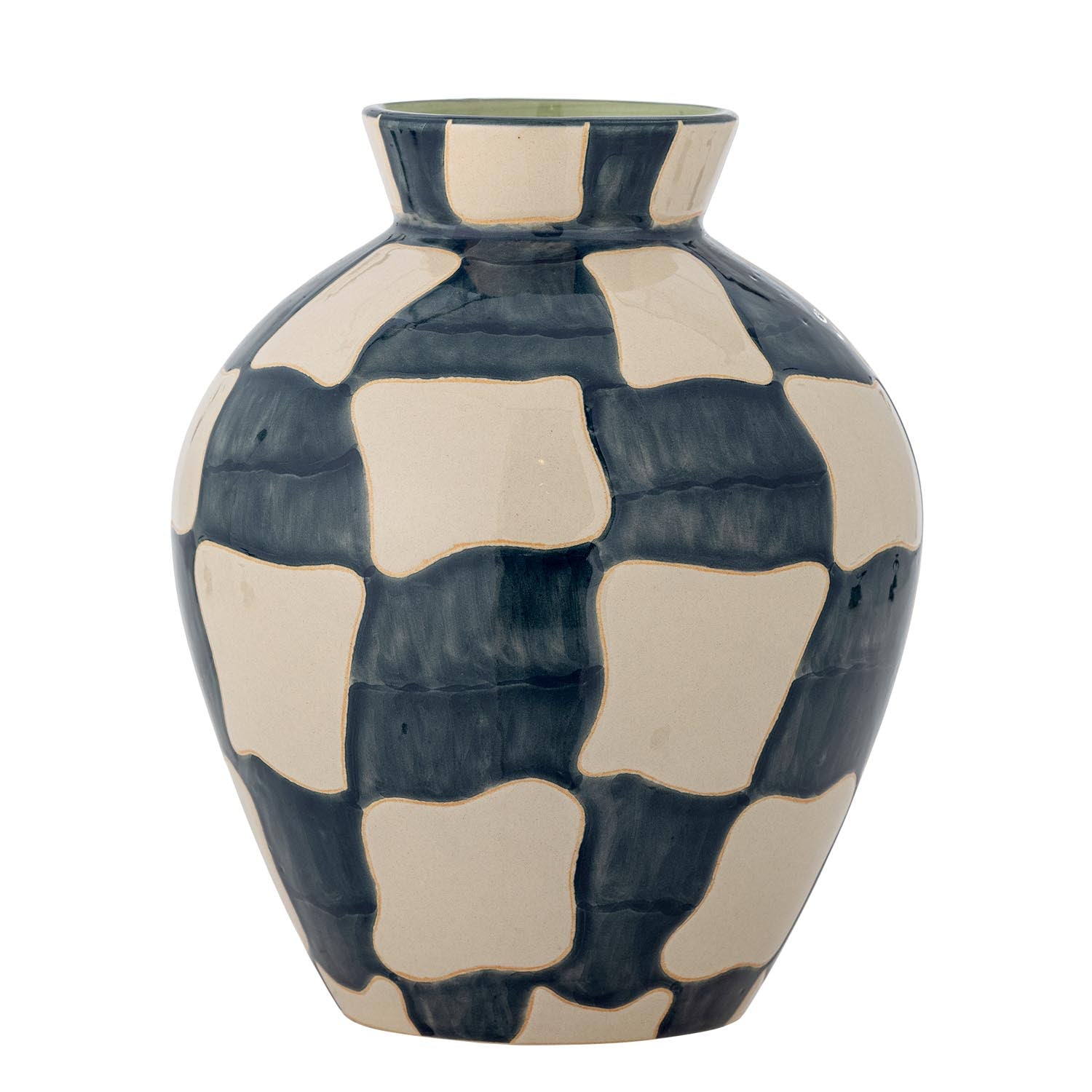 Check Vase, Blau, Steingut in Blau präsentiert im Onlineshop von KAQTU Design AG. Vase ist von Bloomingville