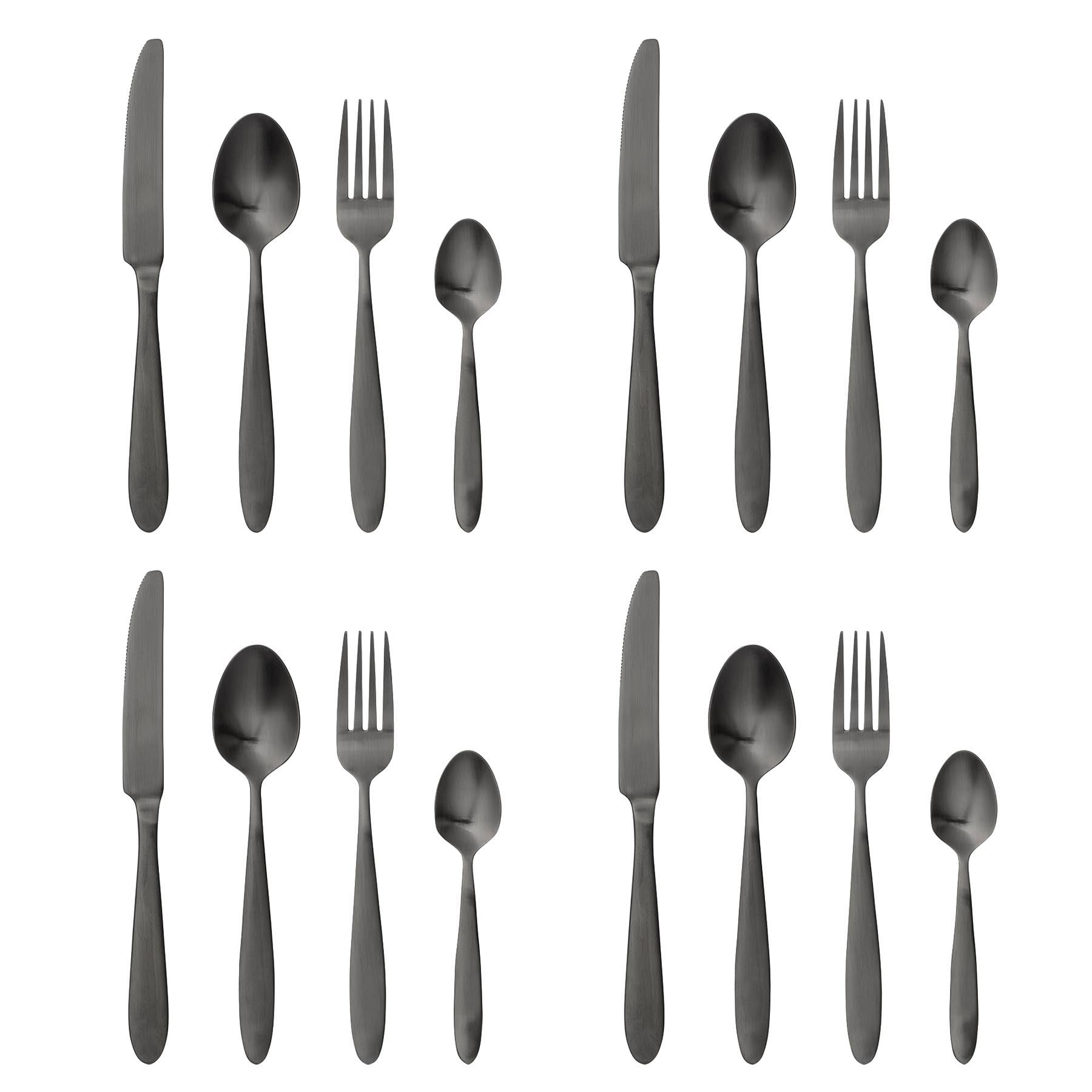 Frea Besteck, Schwarz, Edelstahl in Black präsentiert im Onlineshop von KAQTU Design AG. Geschirr ist von Bloomingville