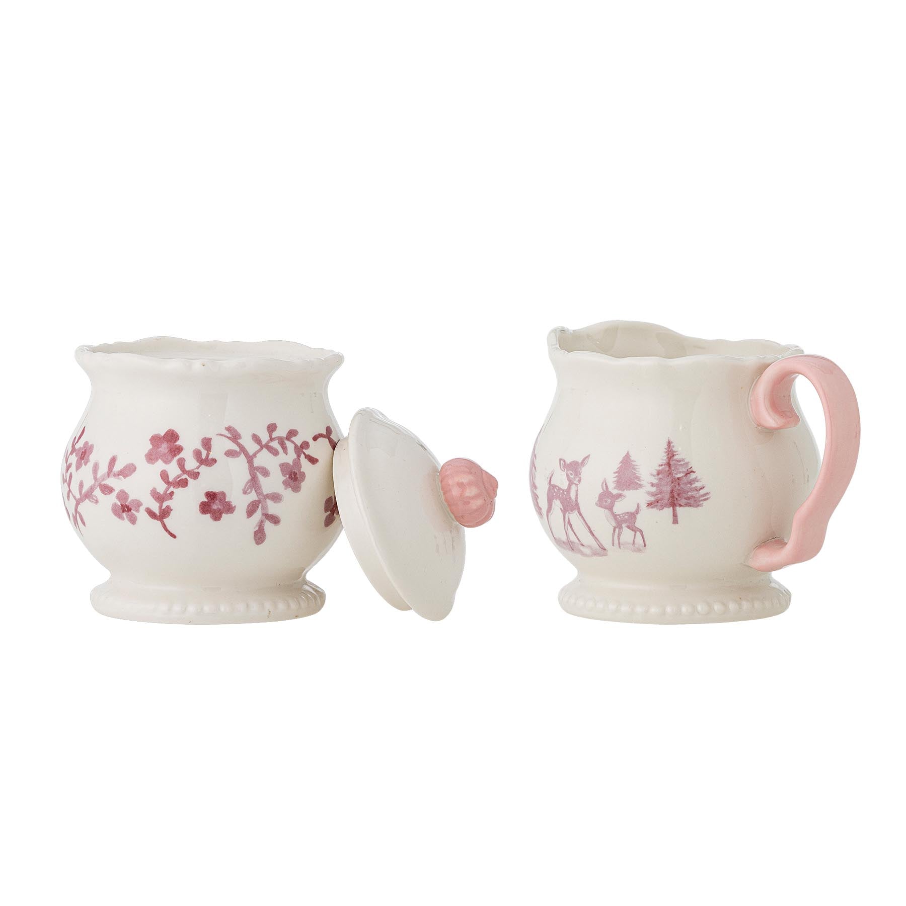 Wonderland Milchkännchen & Zuckerdose, Rose, Steingut in Rose präsentiert im Onlineshop von KAQTU Design AG. Kanne ist von Bloomingville