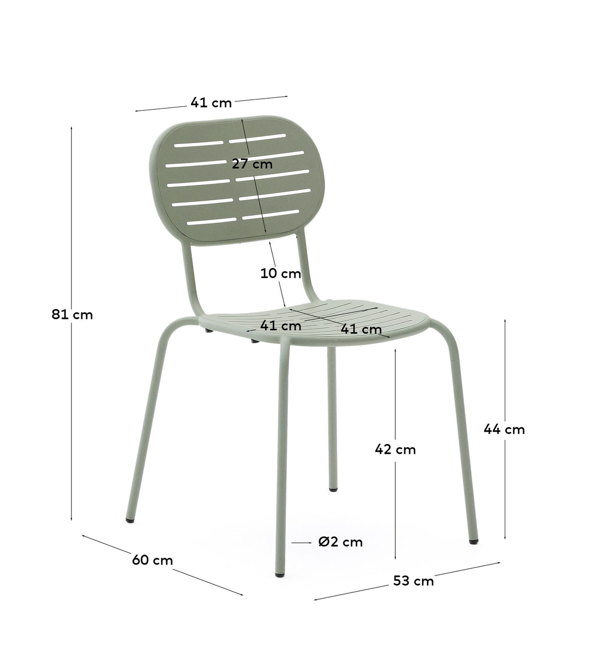 Stapelbarer Outdoor-Stuhl Brai aus verzinktem Stahl in Türkis in Hellgrün, Blau präsentiert im Onlineshop von KAQTU Design AG. Gartenstuhl ist von Kave Home