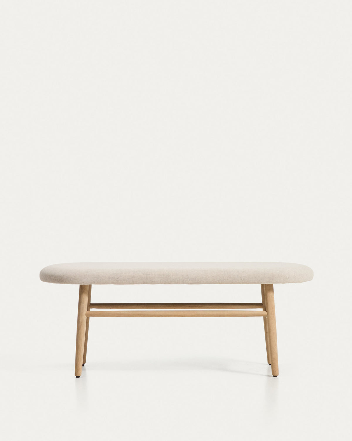 Bank Helda in beiger Chenille und massivem Eichenholz, FSC Mix Credit, 122 cm in Beige präsentiert im Onlineshop von KAQTU Design AG. Sitzbank ist von Kave Home