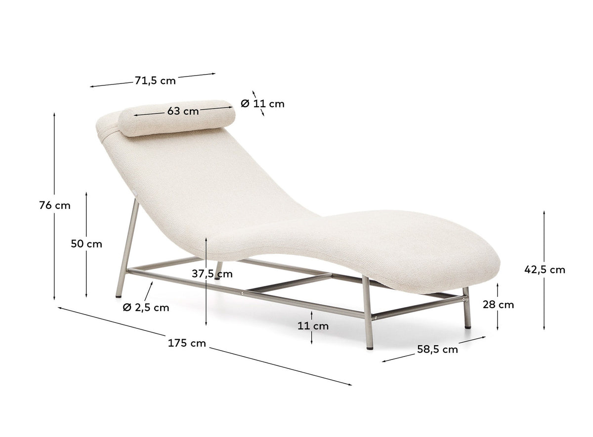 Divan Osla aus beigefarbener Chenille mit Beinen aus gebürstetem Edelstahl FSC 100% 175 cm in Beige präsentiert im Onlineshop von KAQTU Design AG. Tagesbett ist von Kave Home