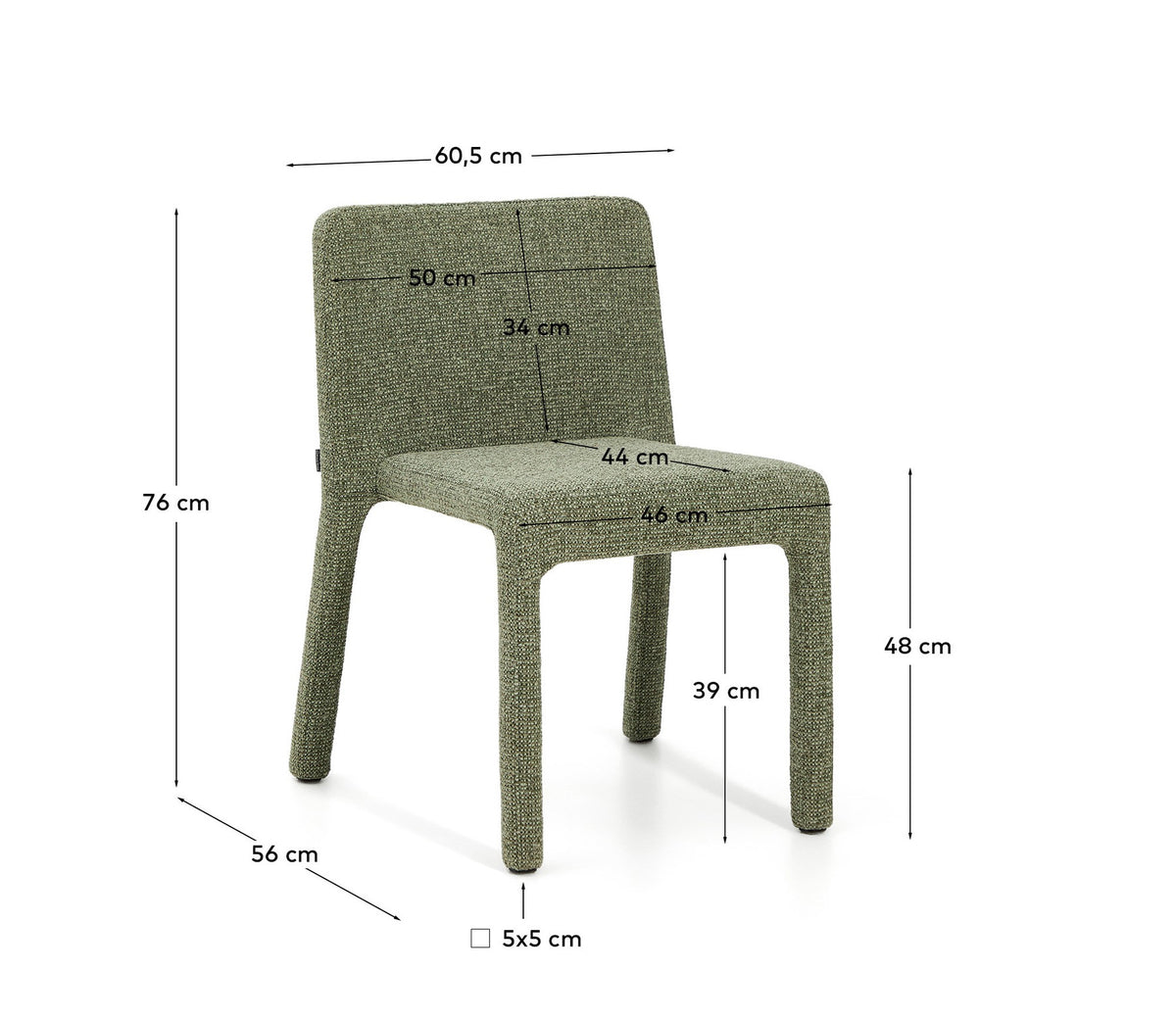 Stapelbarer Stuhl Loria mit grüner Chenille FSC 100% in Grün präsentiert im Onlineshop von KAQTU Design AG. Stuhl ist von Kave Home