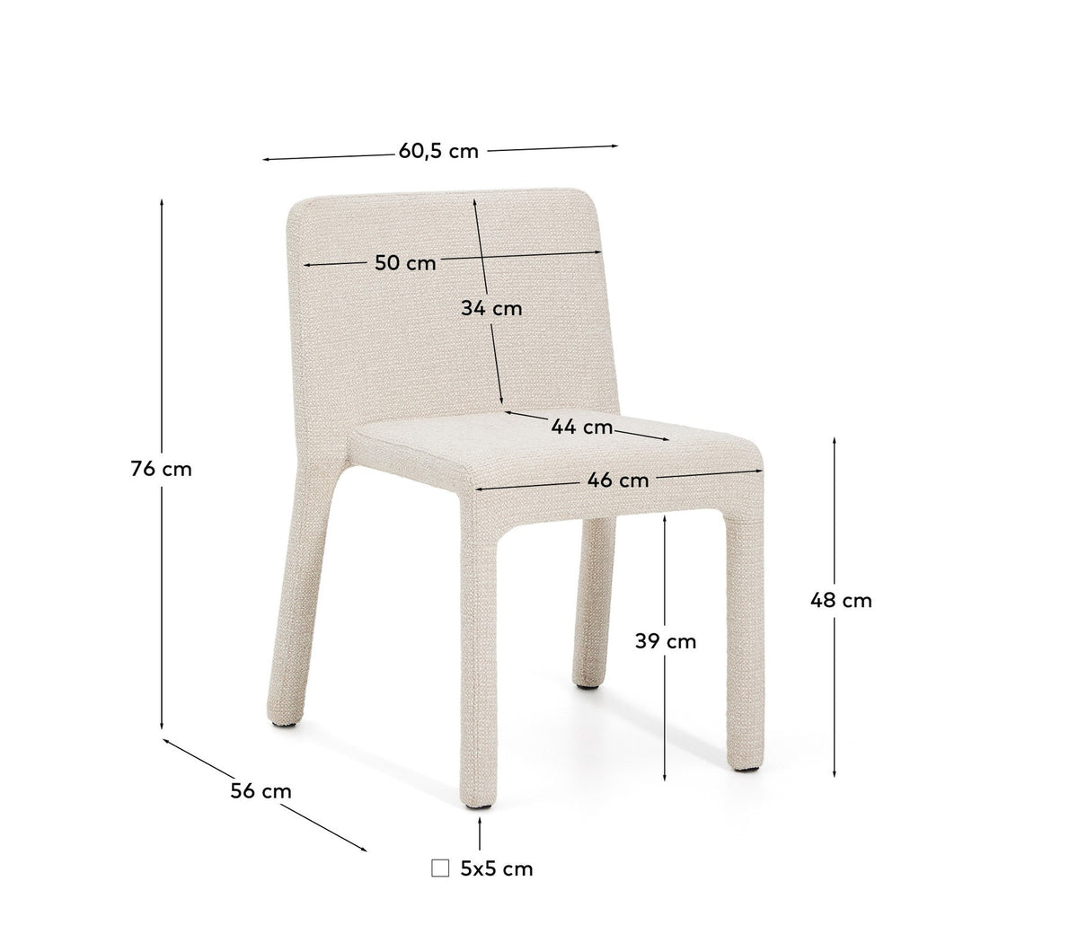 Stapelbarer Stuhl Loria mit beiger Chenille FSC 100% in Beige präsentiert im Onlineshop von KAQTU Design AG. Stuhl ist von Kave Home