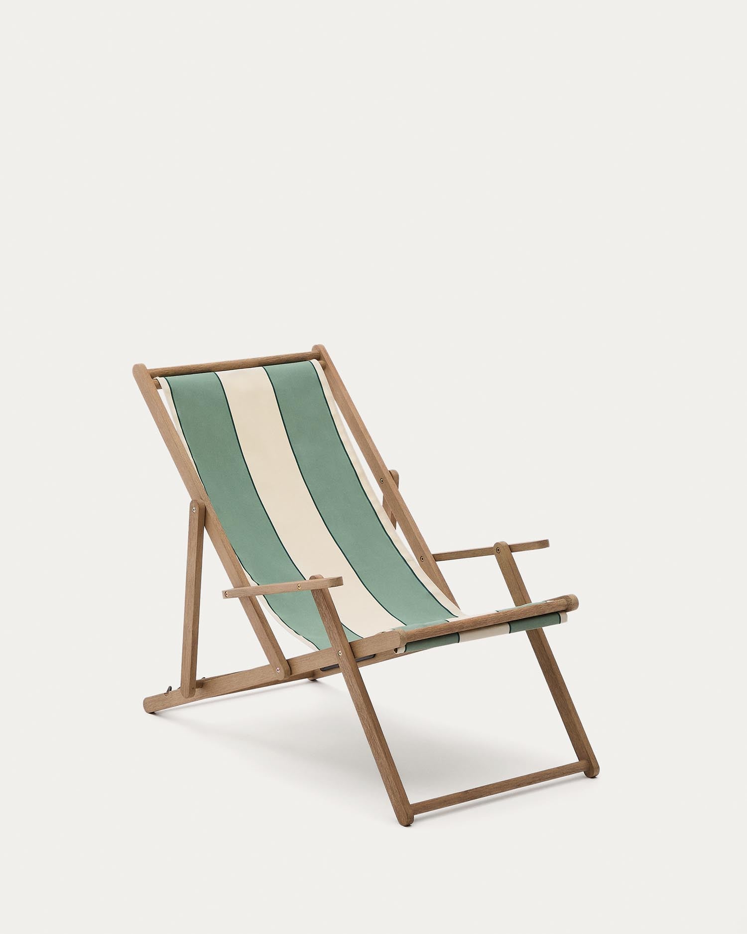 Grün-beige gestreifter klappbarer Outdoor-Liegestuhl Vilara aus massivem Akazienholz, FSC 100% in Grün präsentiert im Onlineshop von KAQTU Design AG. Liegestuhl ist von Kave Home