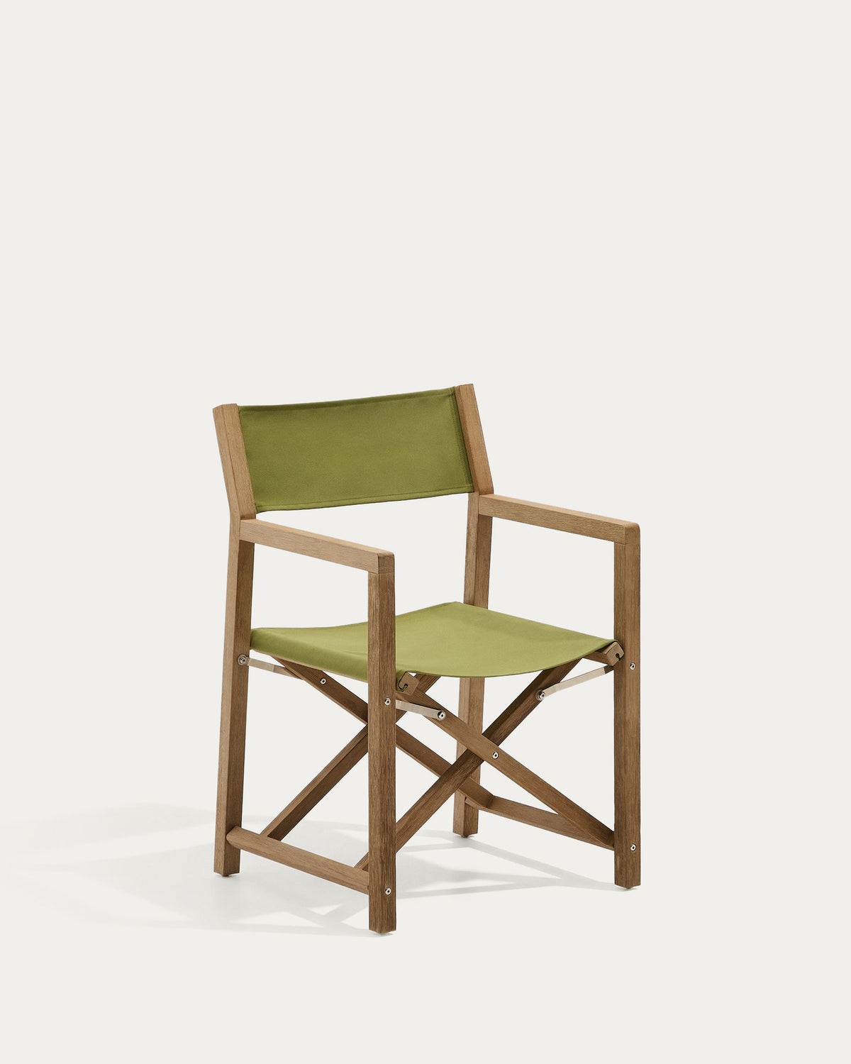 Outdoor-Klappstuhl Vilara in Grün aus massivem Akazienholz FSC 100% in Grün, Braun präsentiert im Onlineshop von KAQTU Design AG. Gartenstuhl mit Armlehnen ist von Kave Home