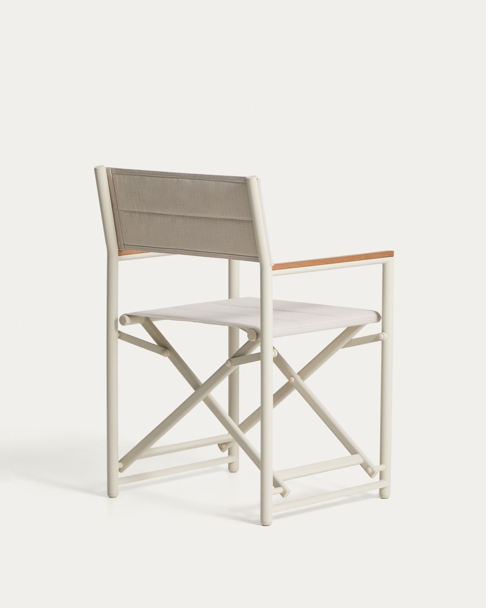 Eleganter Klappstuhl Tisno in edlem Ecru, aus langlebigem Aluminium und Texteline, ideal für entspannte Stunden im Freien.