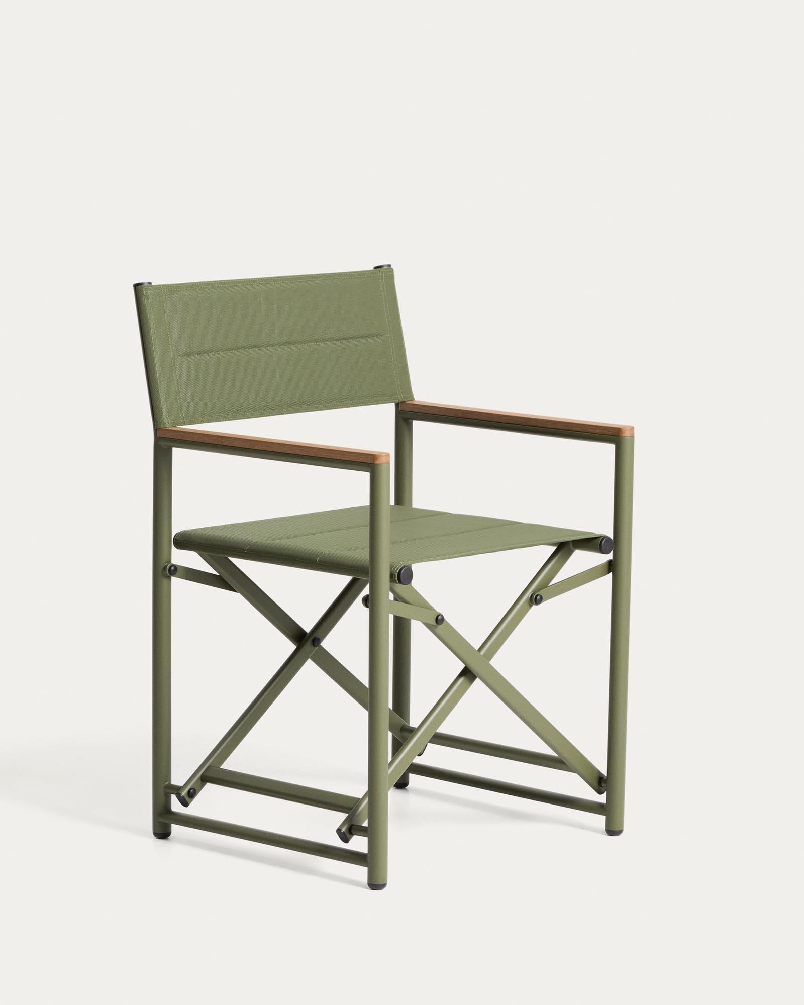 Outdoor-Klappstuhl Tisno aus grünem Aluminium und grünem Texteline in Grün präsentiert im Onlineshop von KAQTU Design AG. Gartenstuhl mit Armlehnen ist von Kave Home