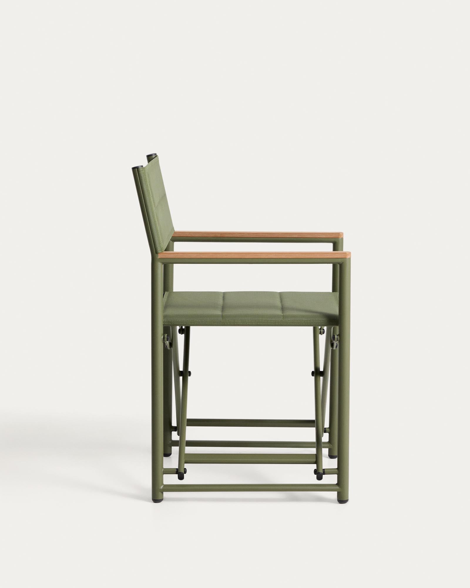Moderner Klappstuhl Tisno in ansprechendem Grünton, aus langlebigem Aluminium und pflegeleichtem Textiline, perfekt für entspannte Stunden im Freien.