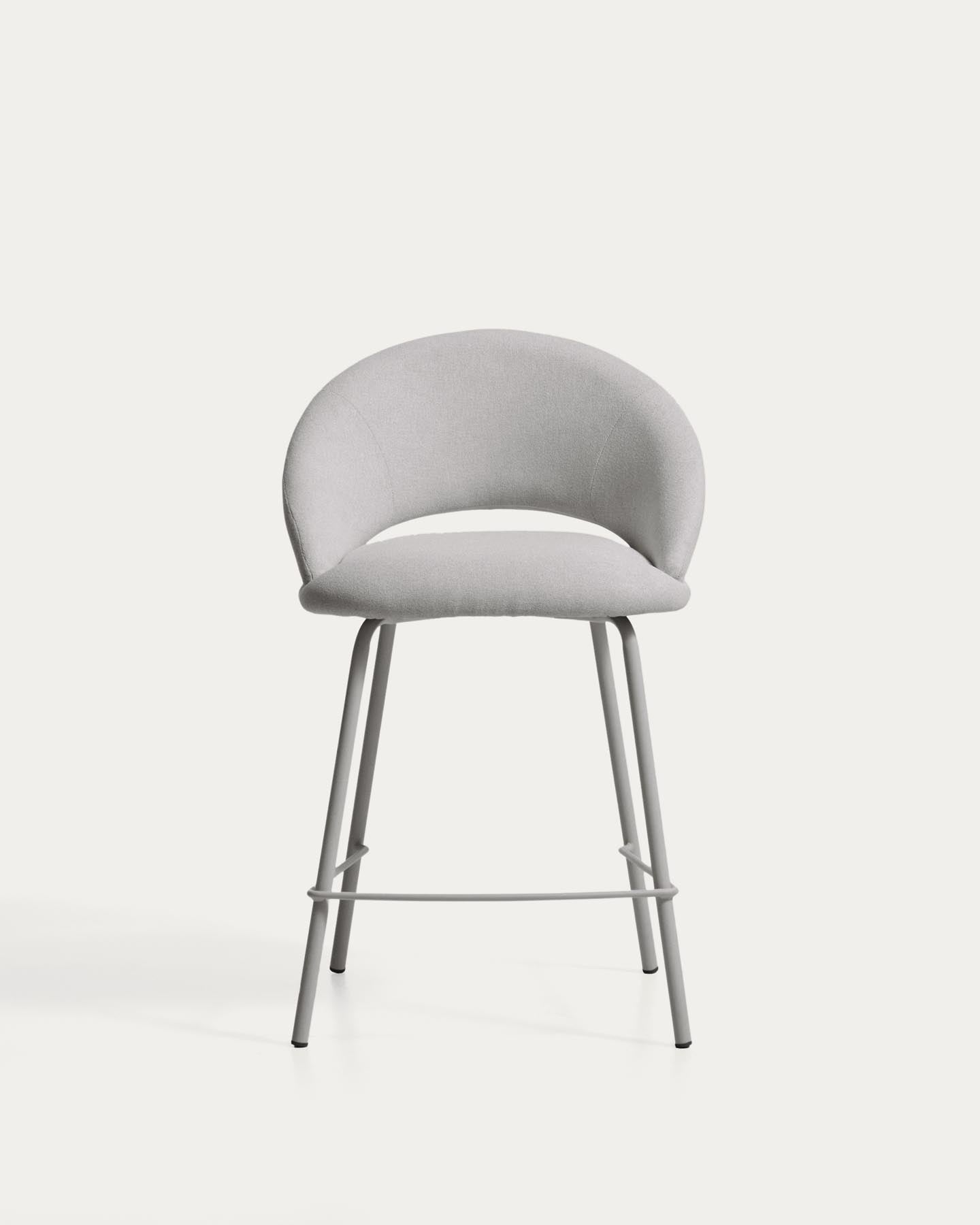 Hocker Bonali mit grauer Chenille und Beinen aus grauem Metall, FSC Mix Credit, 65 cm in Grau präsentiert im Onlineshop von KAQTU Design AG. Barhocker ist von Kave Home