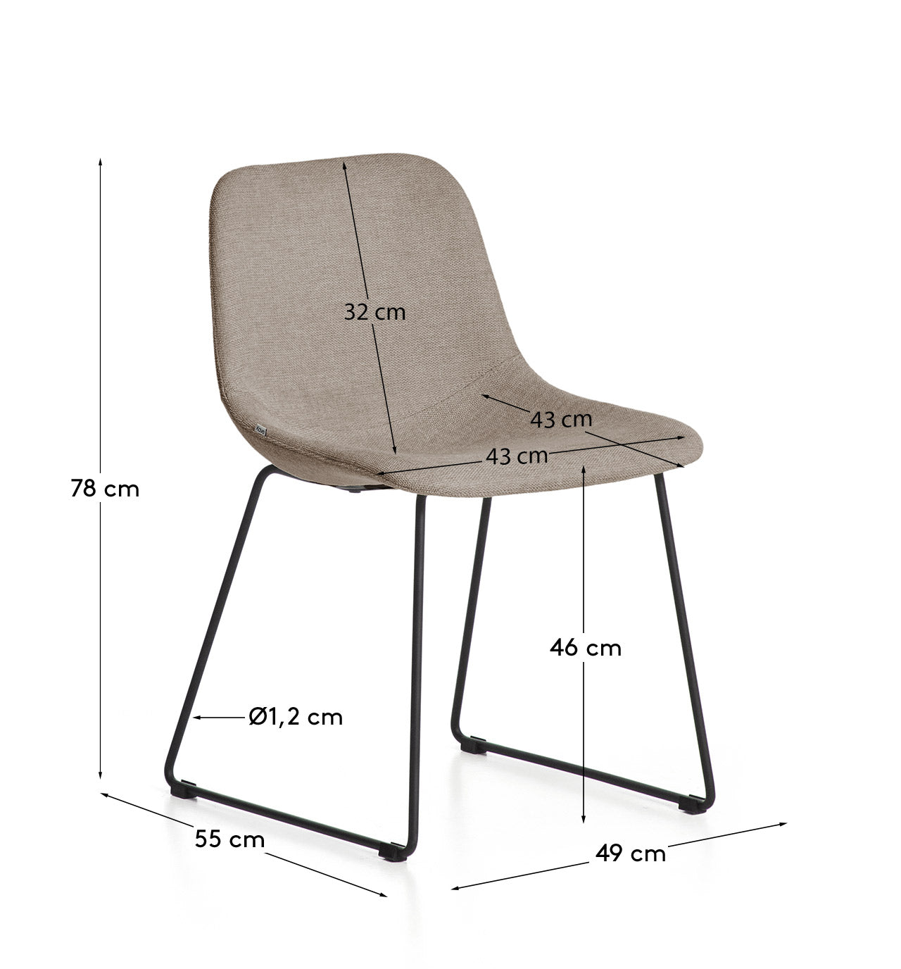Stuhl Zahara mit brauner Chenille und Stahlbeinen mit schwarzem Finish, FSC 100 % in Braun präsentiert im Onlineshop von KAQTU Design AG. Stuhl ist von Kave Home