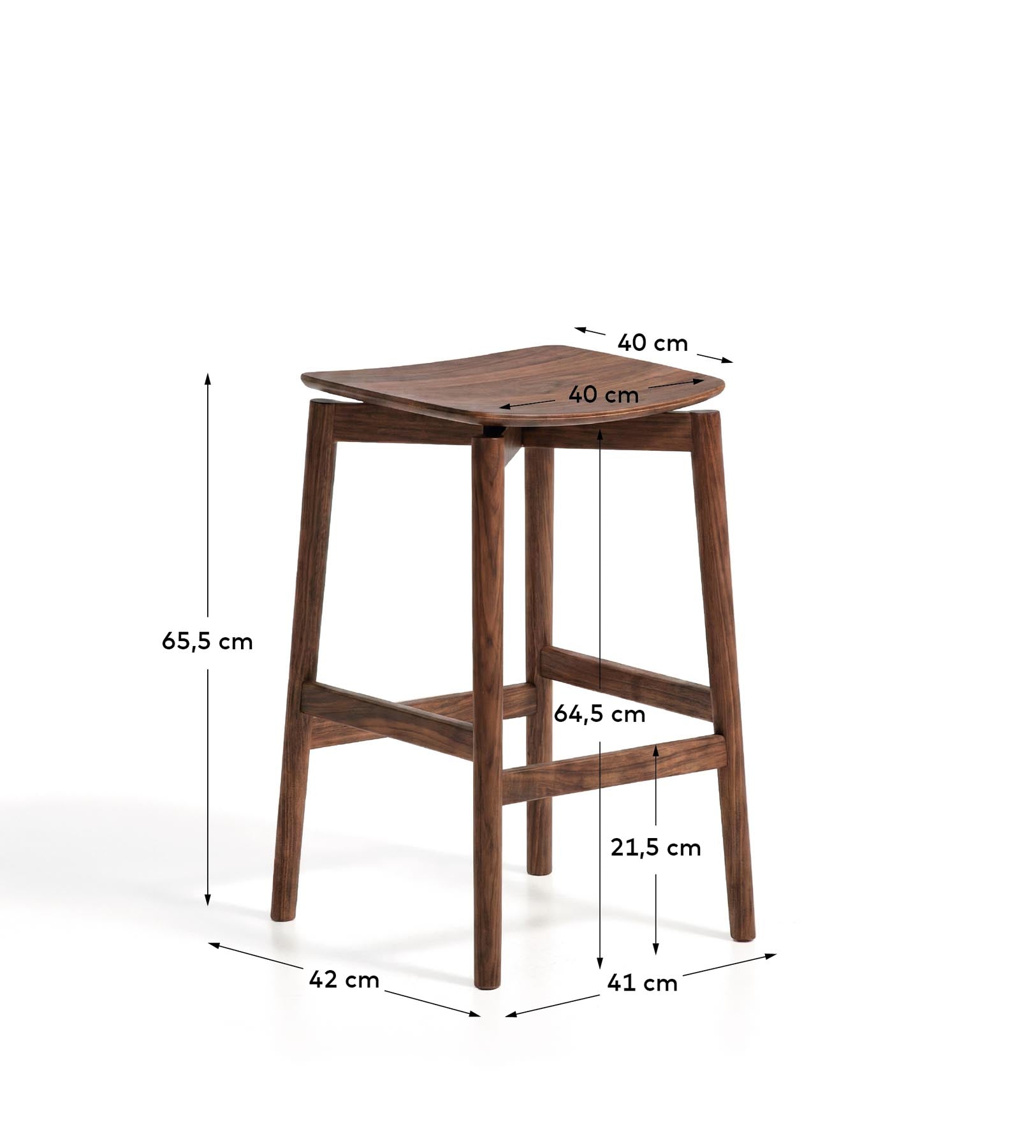 Hocker Evera aus Eichenfurnier mit Nussbaumfinish, 65 cm in Beige präsentiert im Onlineshop von KAQTU Design AG. Barhocker ist von Kave Home