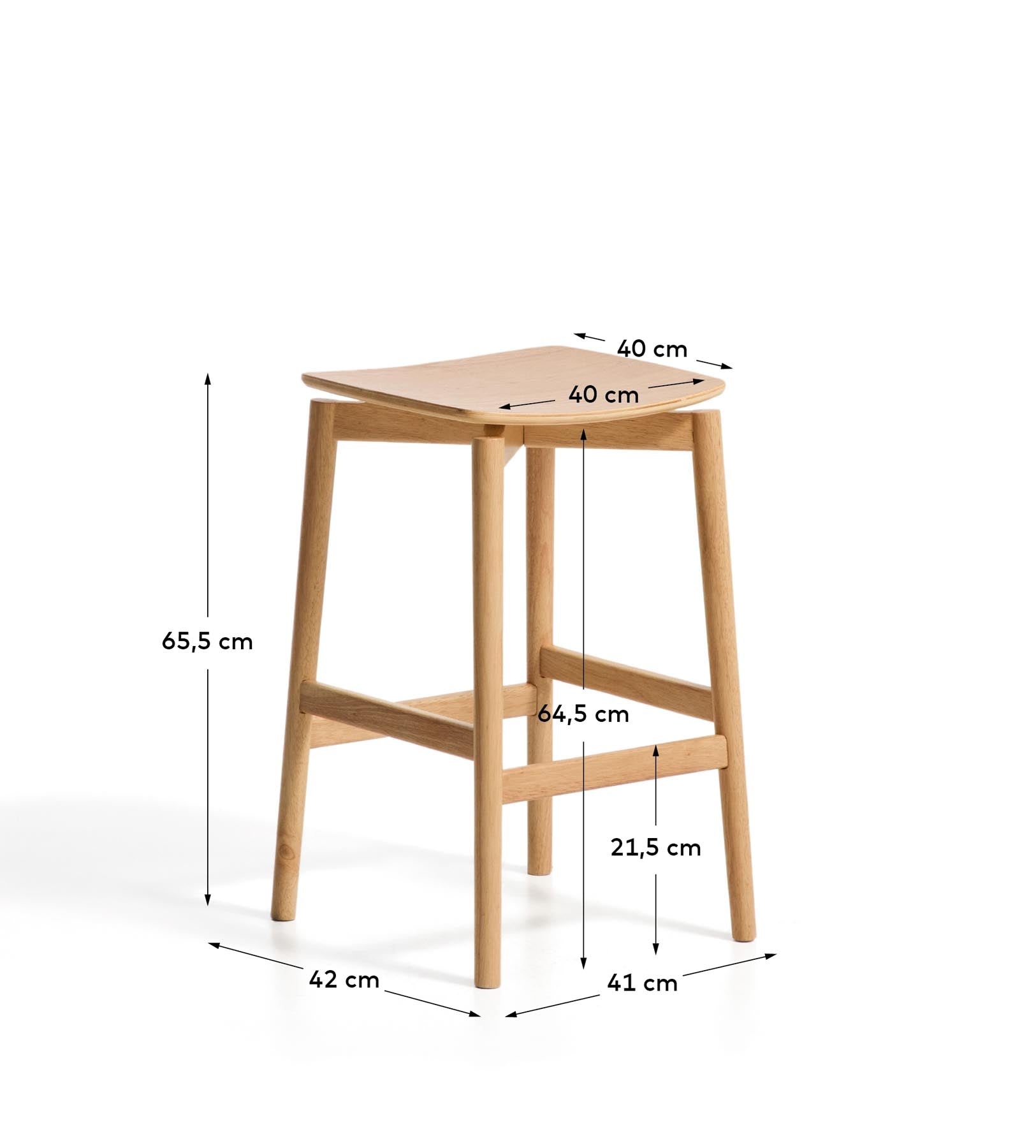 Hocker Evera aus Eichenfurnier mit naturfarbenem Finish, 65 cm in Beige präsentiert im Onlineshop von KAQTU Design AG. Barhocker ist von Kave Home