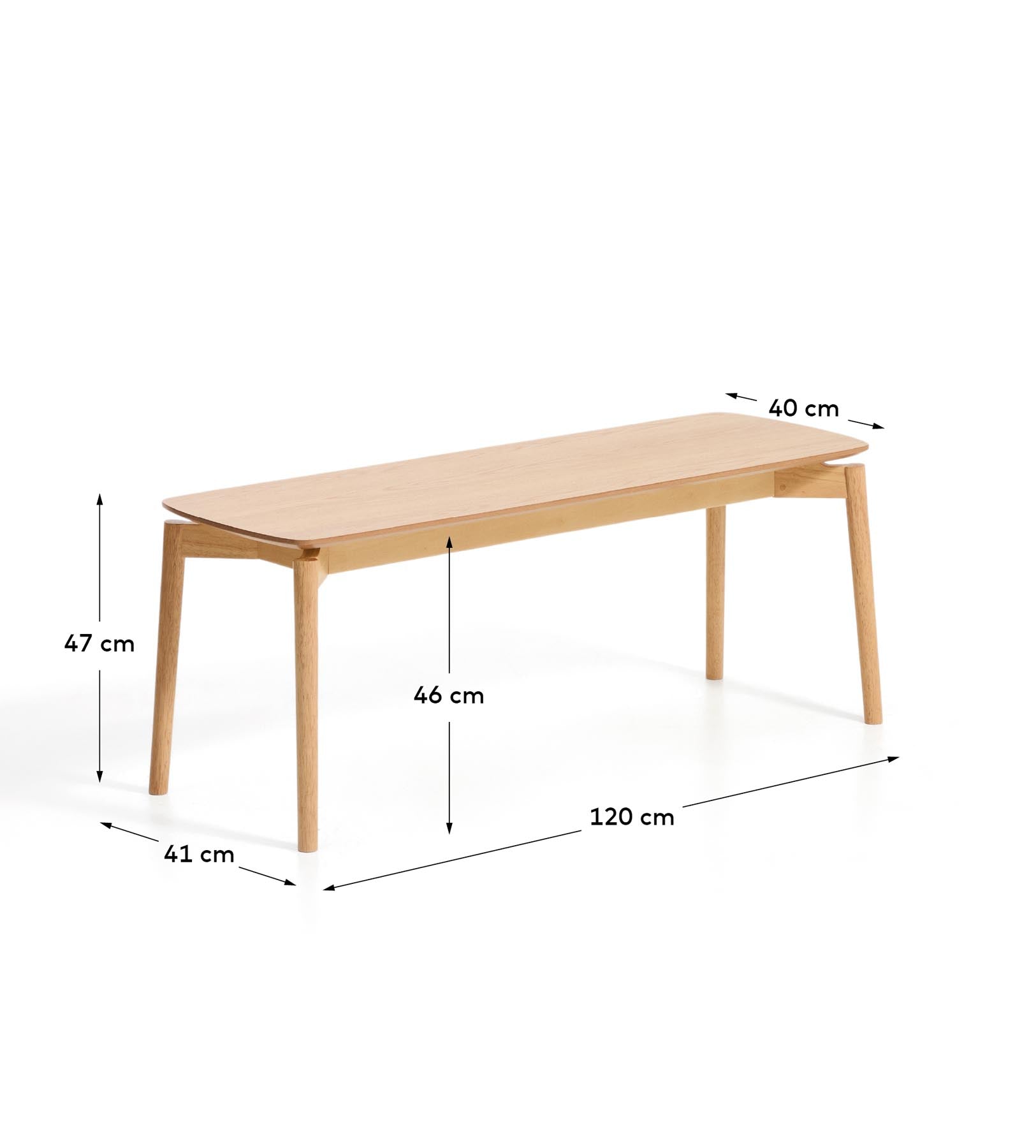 Bank Evera aus Eichenfurnier mit naturfarbenem Finish, 122 cm in Beige präsentiert im Onlineshop von KAQTU Design AG. Sitzbank ist von Kave Home