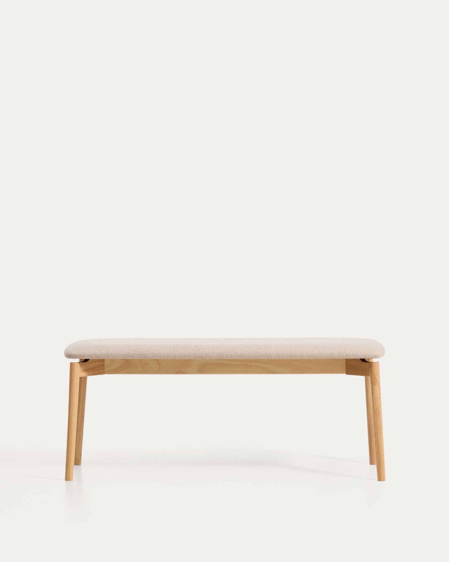 Bank Evera aus Eichenfurnier mit naturfarbenem Finish und beiger Chenille, 122 cm in Beige präsentiert im Onlineshop von KAQTU Design AG. Sitzbank ist von Kave Home