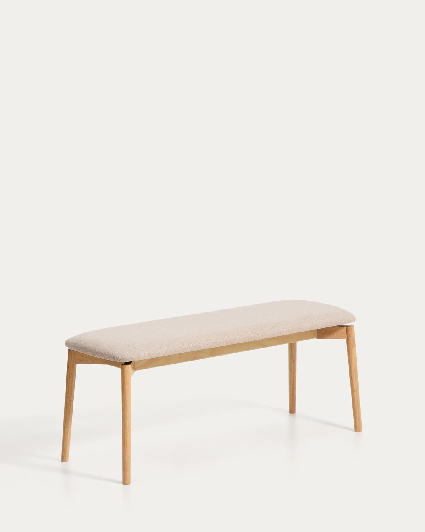 Bank Evera aus Eichenfurnier mit naturfarbenem Finish und beiger Chenille, 122 cm in Beige präsentiert im Onlineshop von KAQTU Design AG. Sitzbank ist von Kave Home