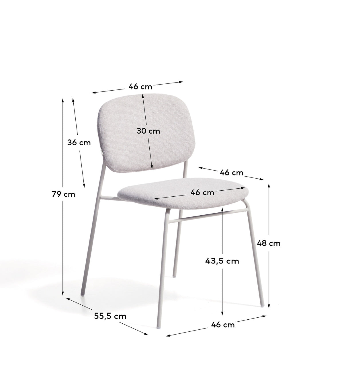 Stapelbarer Stuhl Meli mit beiger Chenille und beigen Metallbeinen FSC Mix Credit in Beige präsentiert im Onlineshop von KAQTU Design AG. Stuhl ist von Kave Home