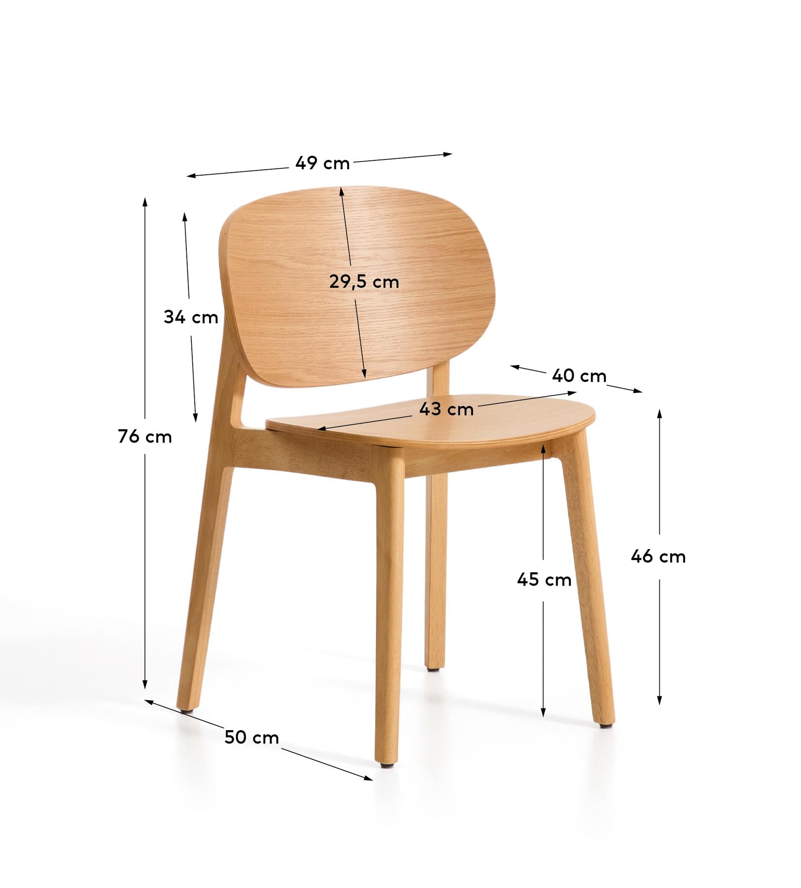 Stuhl Ludara aus Eichenfurnier in Natur präsentiert im Onlineshop von KAQTU Design AG. Stuhl ist von Kave Home