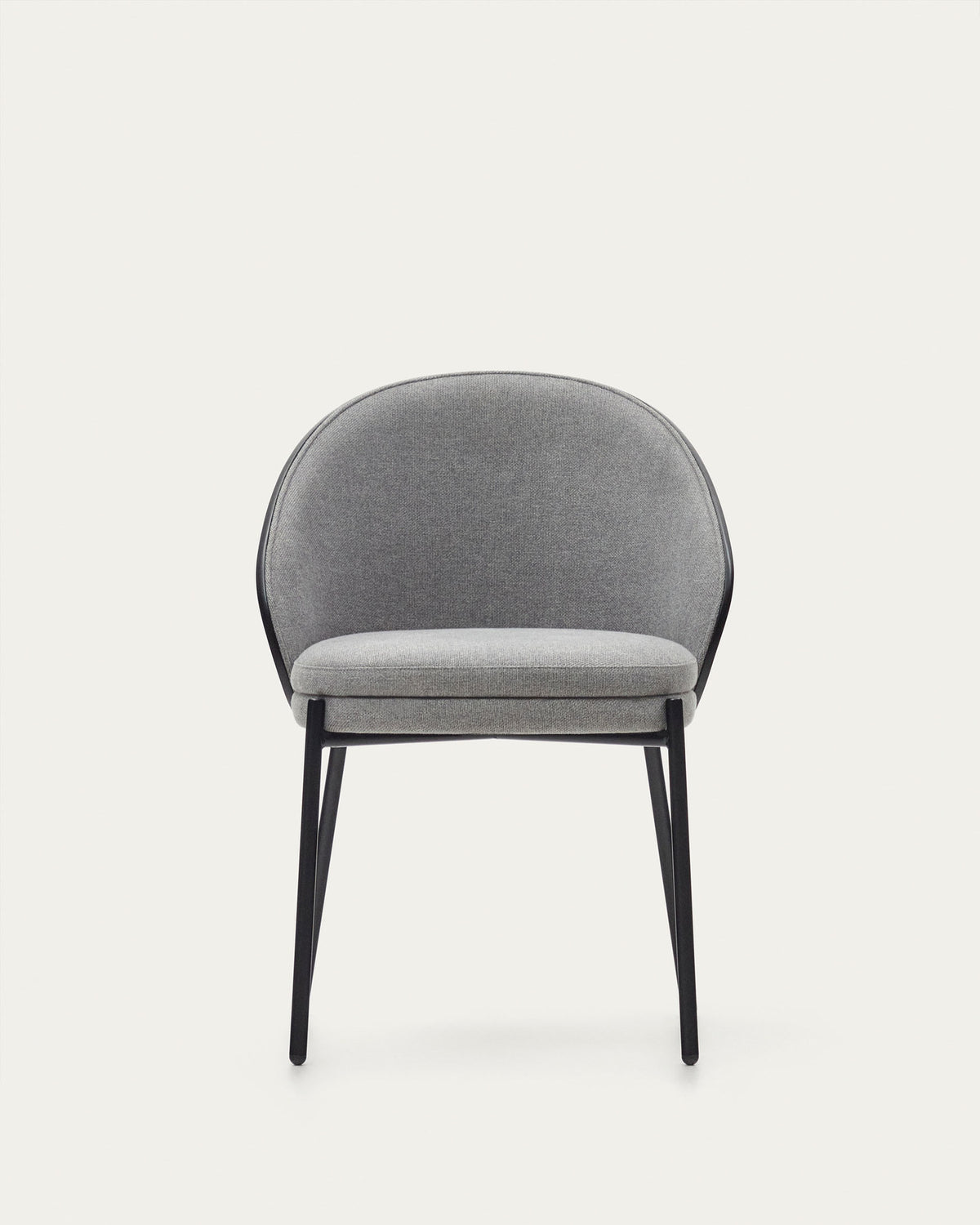 Eamy Stuhl hellgraue Chenille Eschenfurnier mit schwarzem Finish und Metall in Schwarz in Schwarz präsentiert im Onlineshop von KAQTU Design AG. Stuhl ist von Kave Home