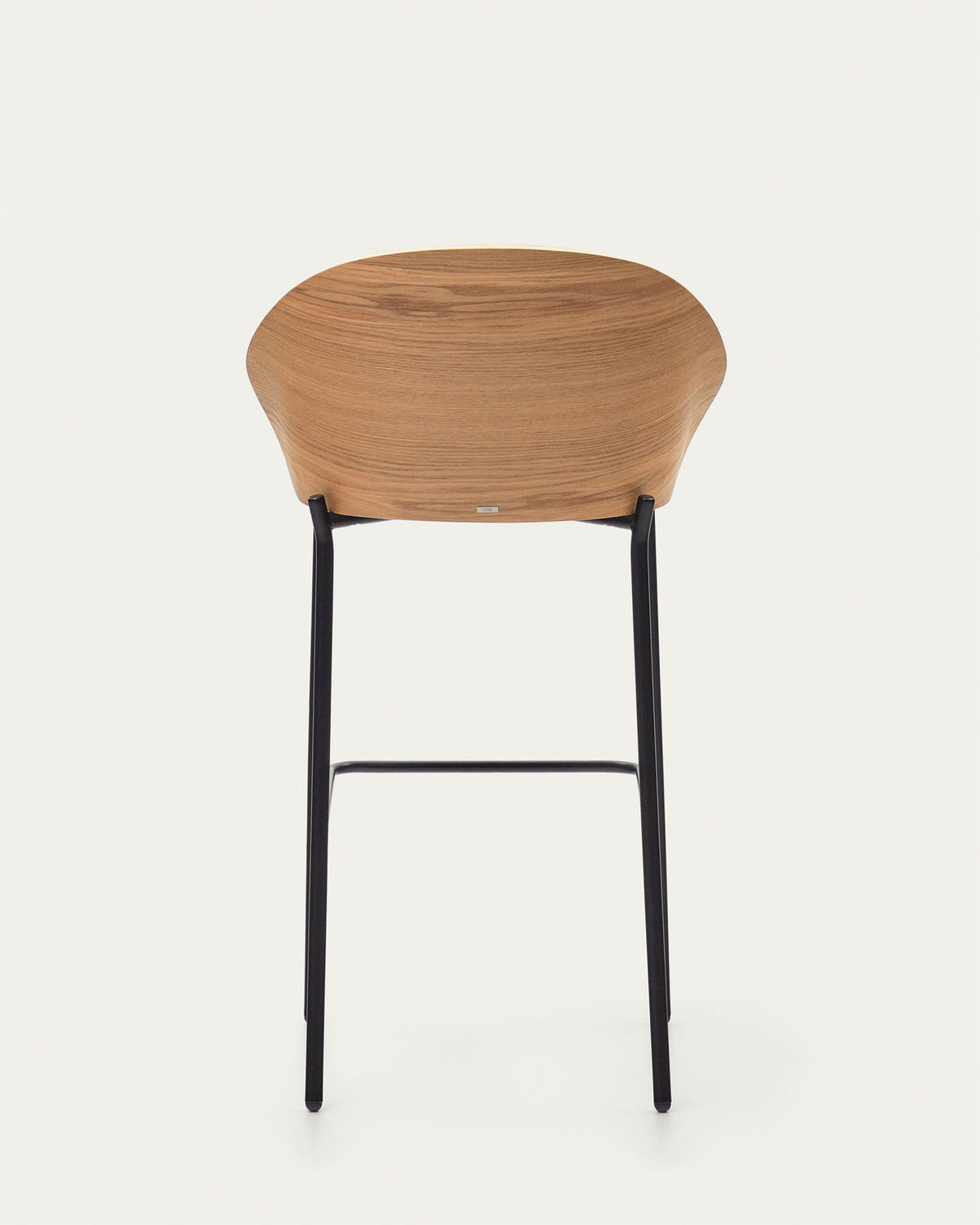 Eamy Hocker hellgraue Chenille Eschenfurnier mit natürlichem Finish und Metall in Schwarz Höhe 77 cm in Grau präsentiert im Onlineshop von KAQTU Design AG. Barhocker ist von Kave Home