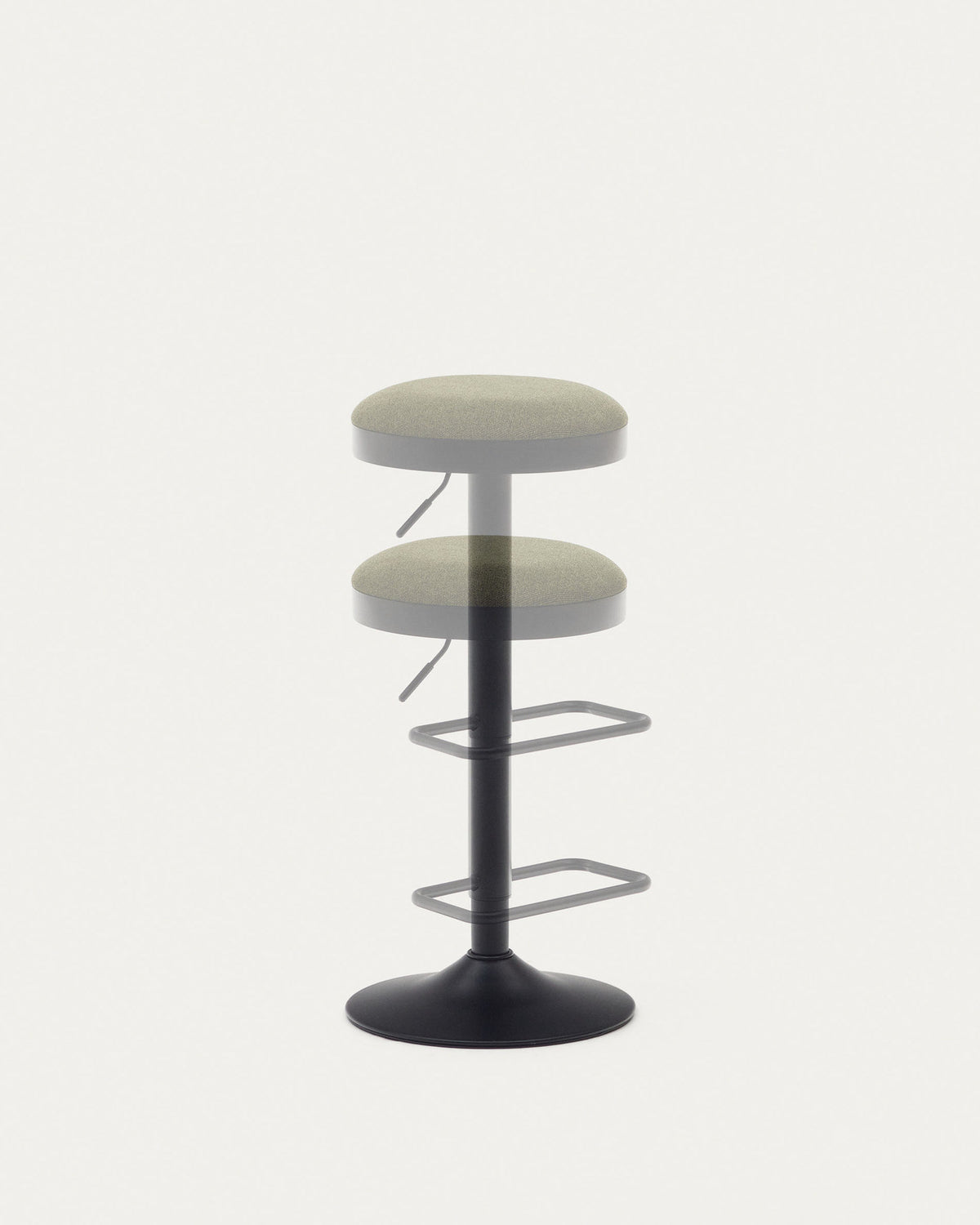 Zaib Hocker aus dunkelgrüner Chenille und mattschwarzem Stahl Höhe 63-84 cm FSC 100% in Grün, Schwarz präsentiert im Onlineshop von KAQTU Design AG. Barhocker ist von Kave Home