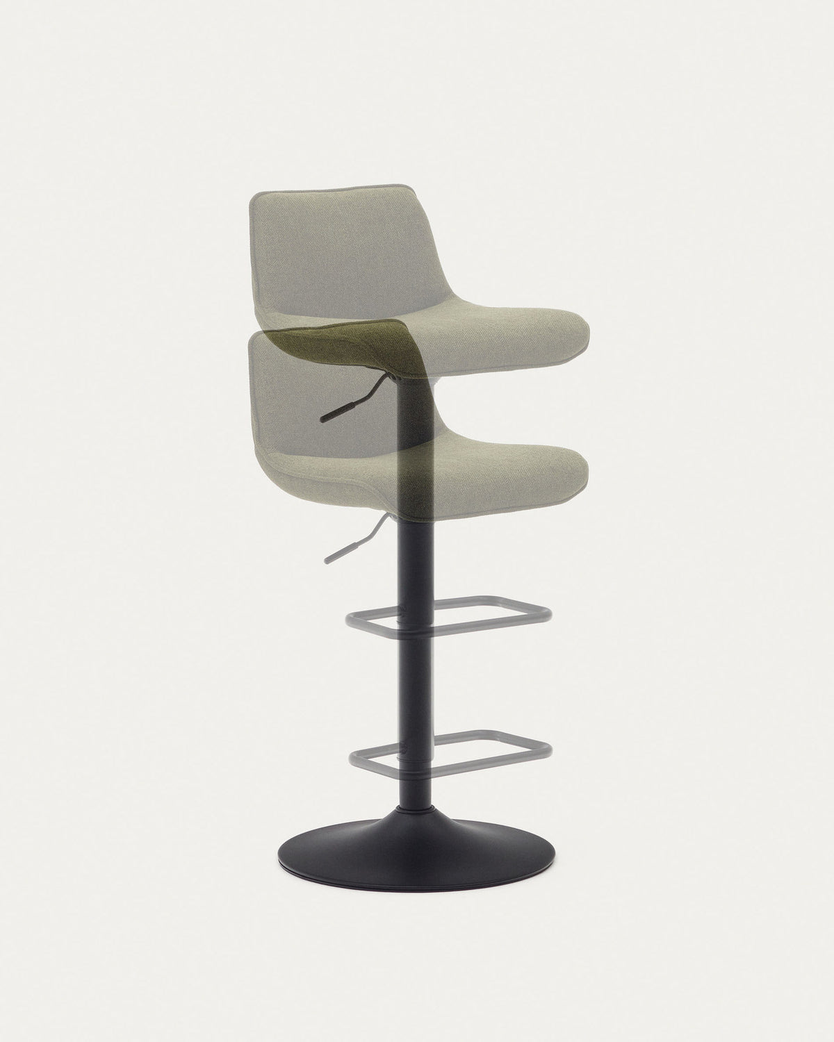Zenda Hocker aus dunkelgrüner Chenille und mattschwarzem Stahl Höhe 81-102 cm FSC 100% in Grün, Schwarz präsentiert im Onlineshop von KAQTU Design AG. Barhocker ist von Kave Home