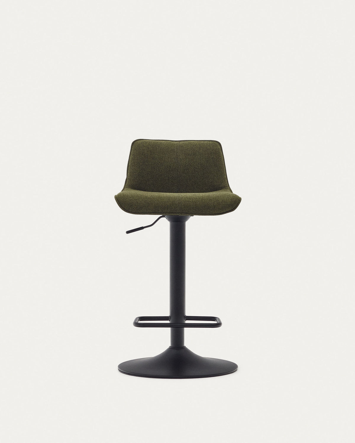 Zenda Hocker aus dunkelgrüner Chenille und mattschwarzem Stahl Höhe 81-102 cm FSC 100% in Grün, Schwarz präsentiert im Onlineshop von KAQTU Design AG. Barhocker ist von Kave Home