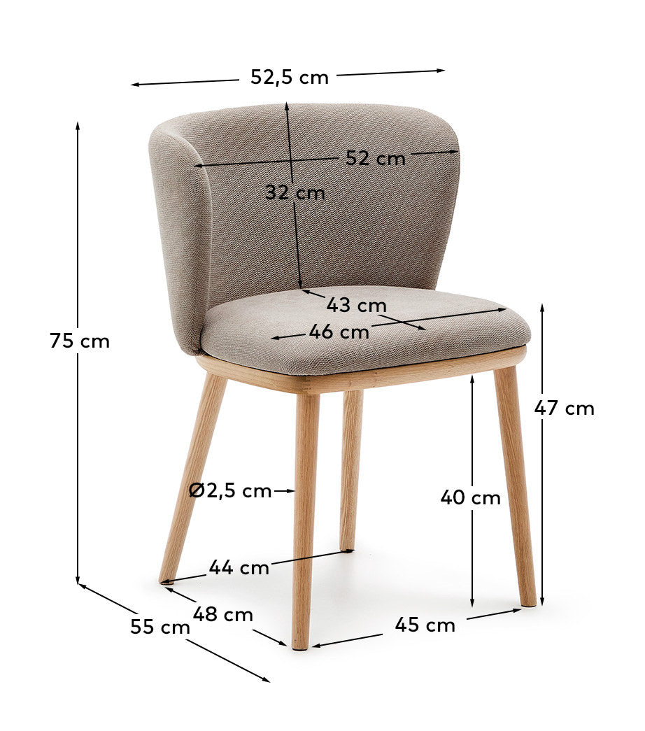 Stuhl Ciselia braune Chenille und massive Esche mit natürlichem Finish FSC Mix Credit in Braun präsentiert im Onlineshop von KAQTU Design AG. Stuhl ist von Kave Home