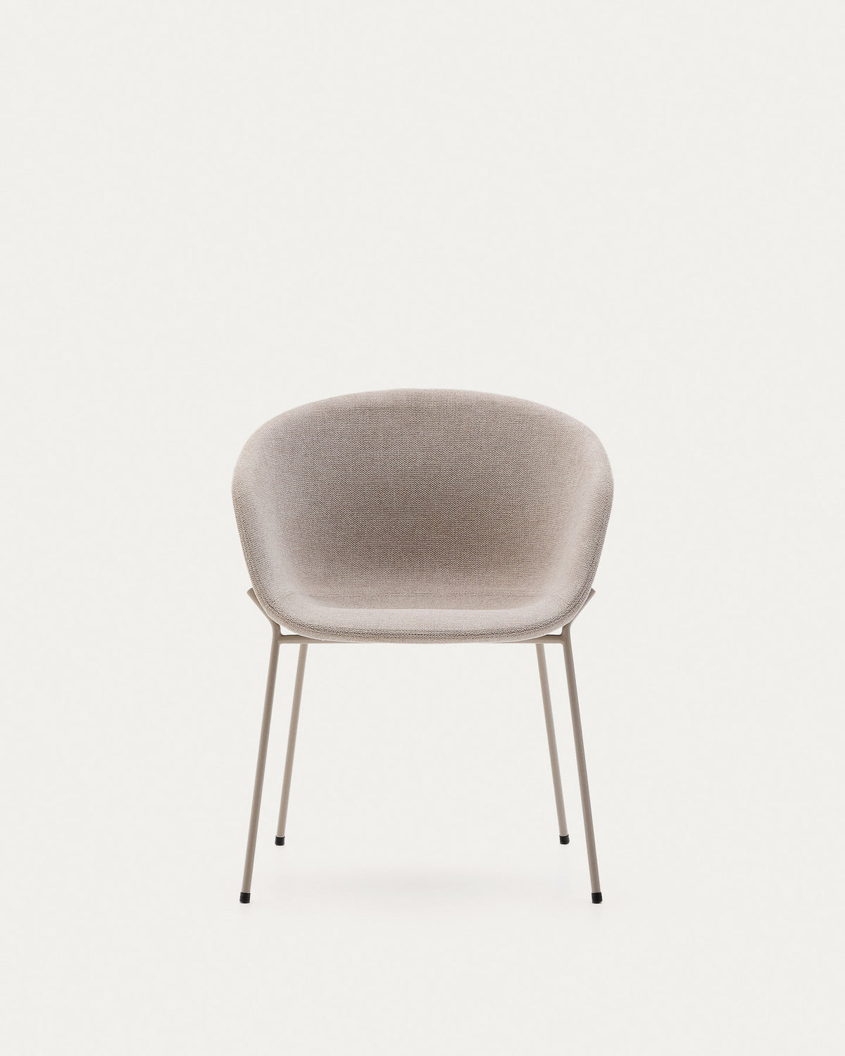 Stuhl Yvette aus beigefarbener Chenille und Stahlbeinen mit beigefarbenem Finish in Beige präsentiert im Onlineshop von KAQTU Design AG. Stuhl ist von Kave Home