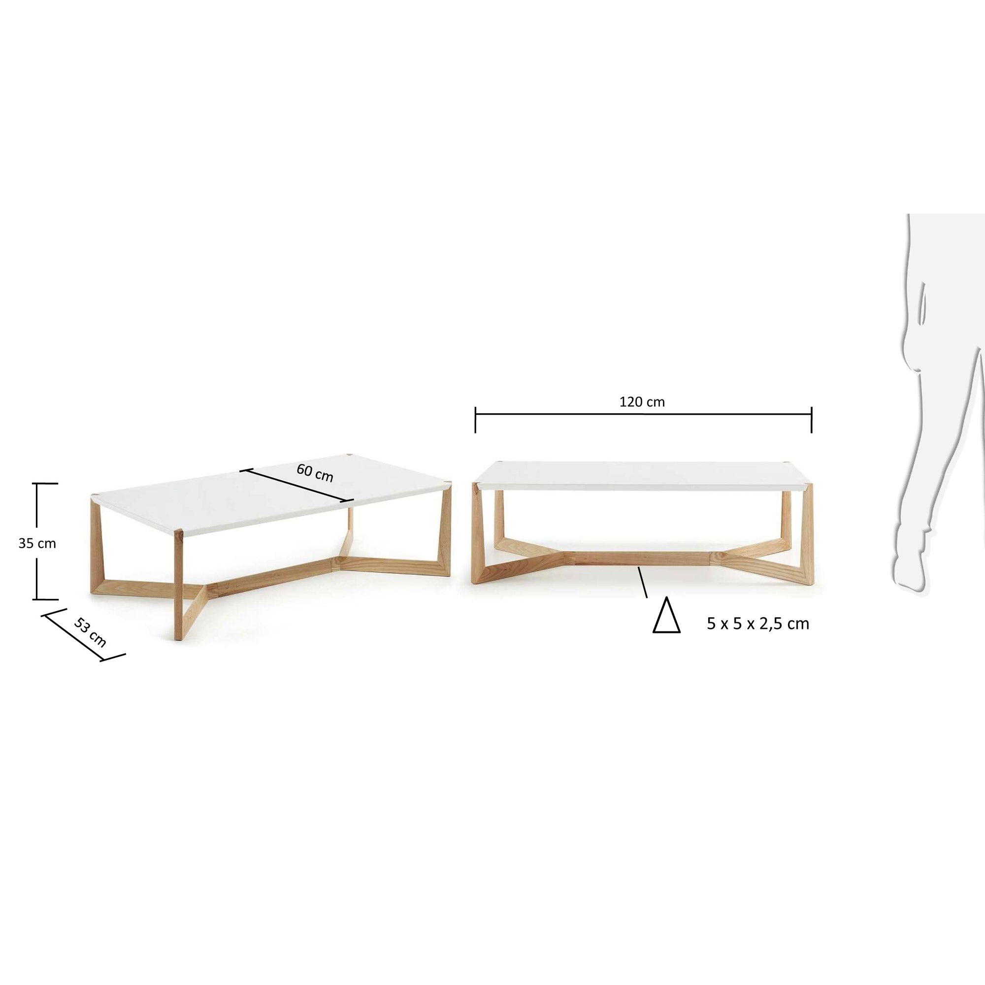 Der Quatro Couchtisch von Kave Home vereint elegantes Design aus massivem Eschenholz und pflegeleichter, weißer Lackierung für Ihr Wohnzimmer.