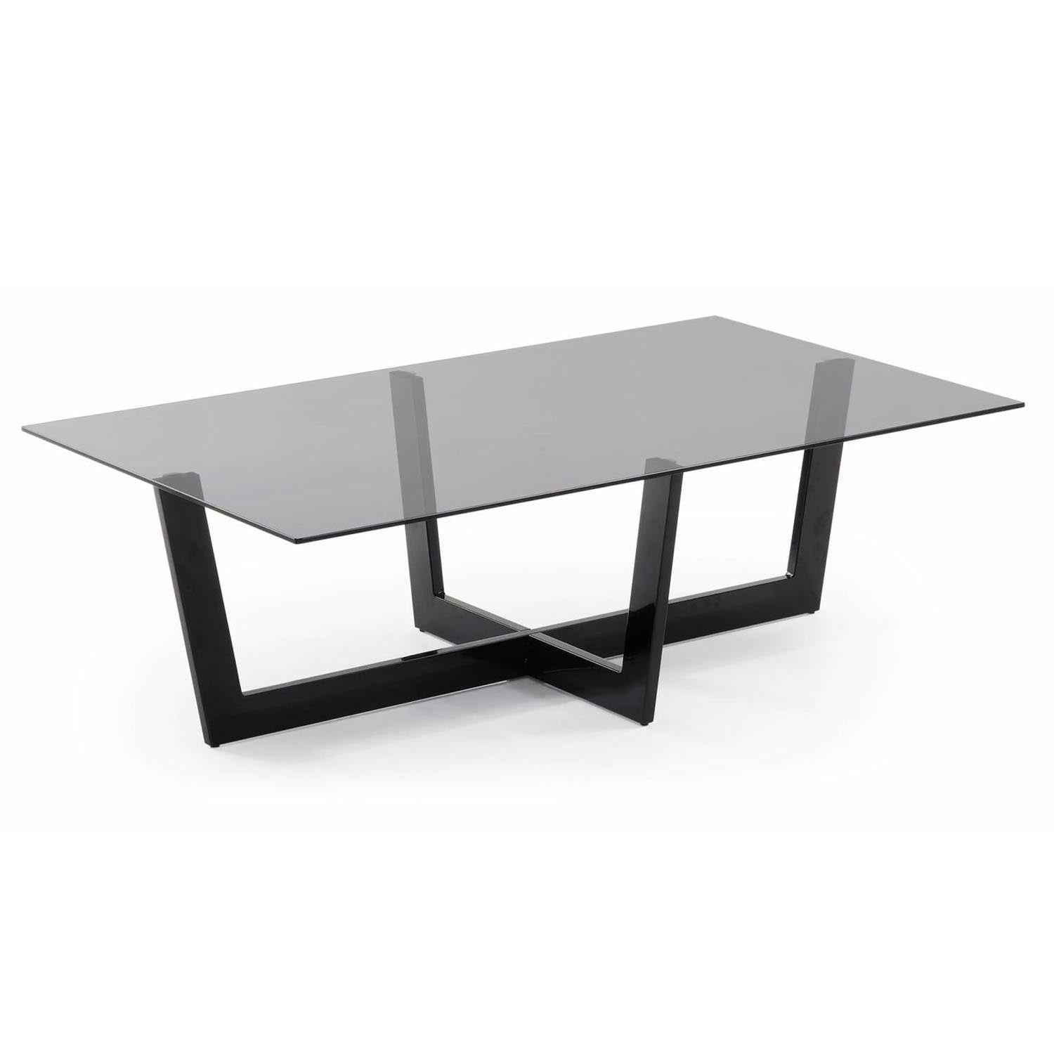 Eleganter Plam Couchtisch: 120x70 cm, gehärtetes Glas, schwarzer Stahl. Modern, robust, pflegeleicht. Perfekt für urbanen Chic.