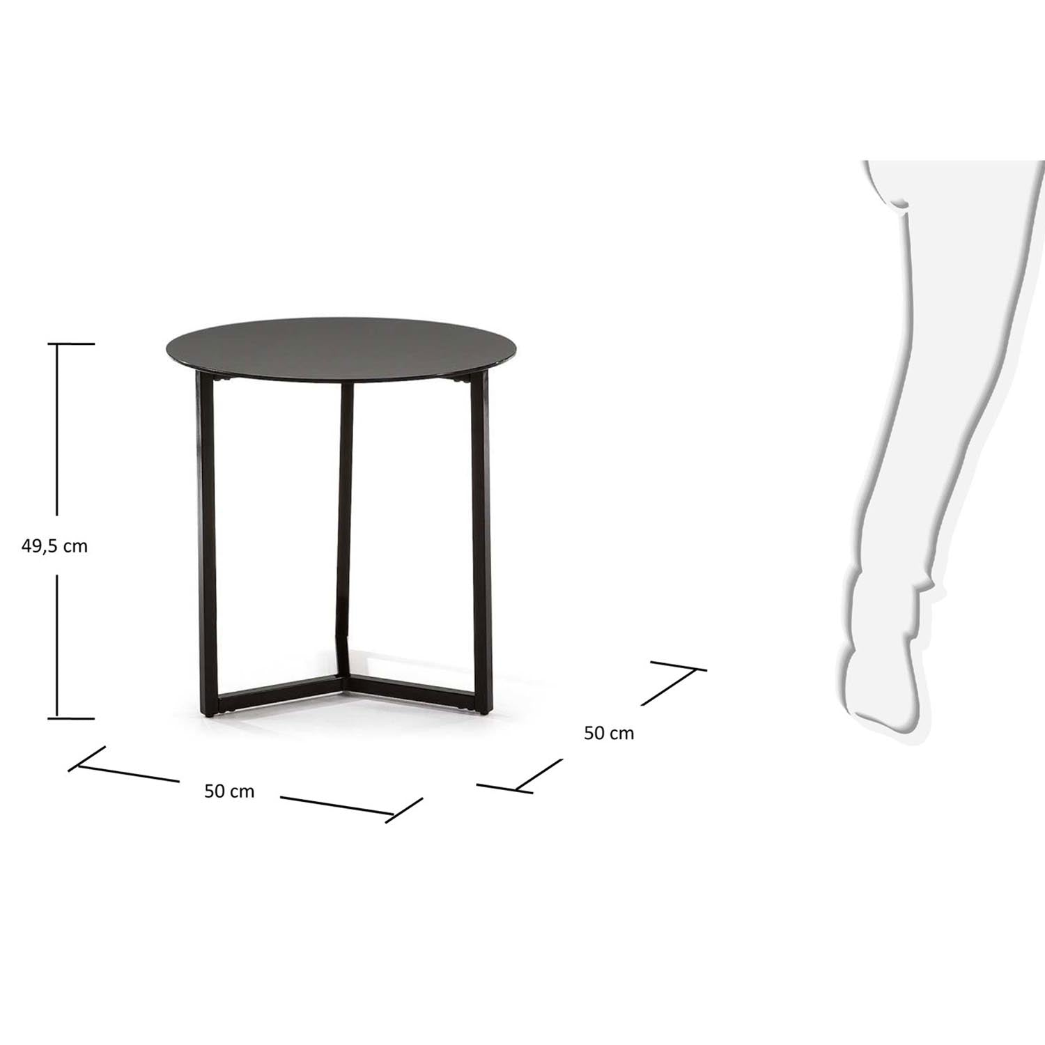 Eleganter Raeam Beistelltisch aus gehärtetem Glas und Stahl, Ø 50 cm. Ideal für modernes Wohnen, robust und stilvoll.