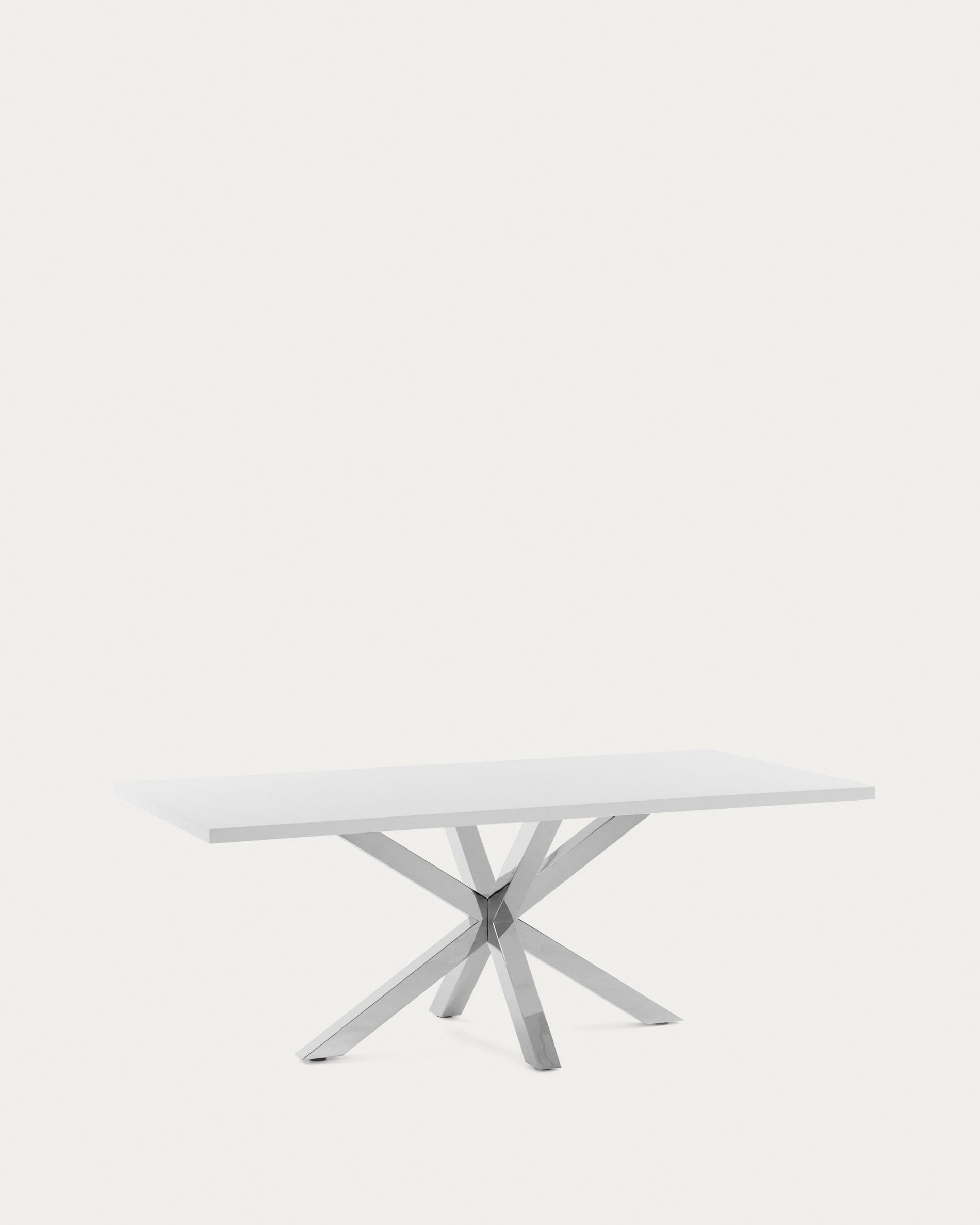 Moderner Tisch Argo: Weisse Melamin-Oberfläche, Edelstahlbeine, 200x100 cm, stilvoll und robust von Kave Home.