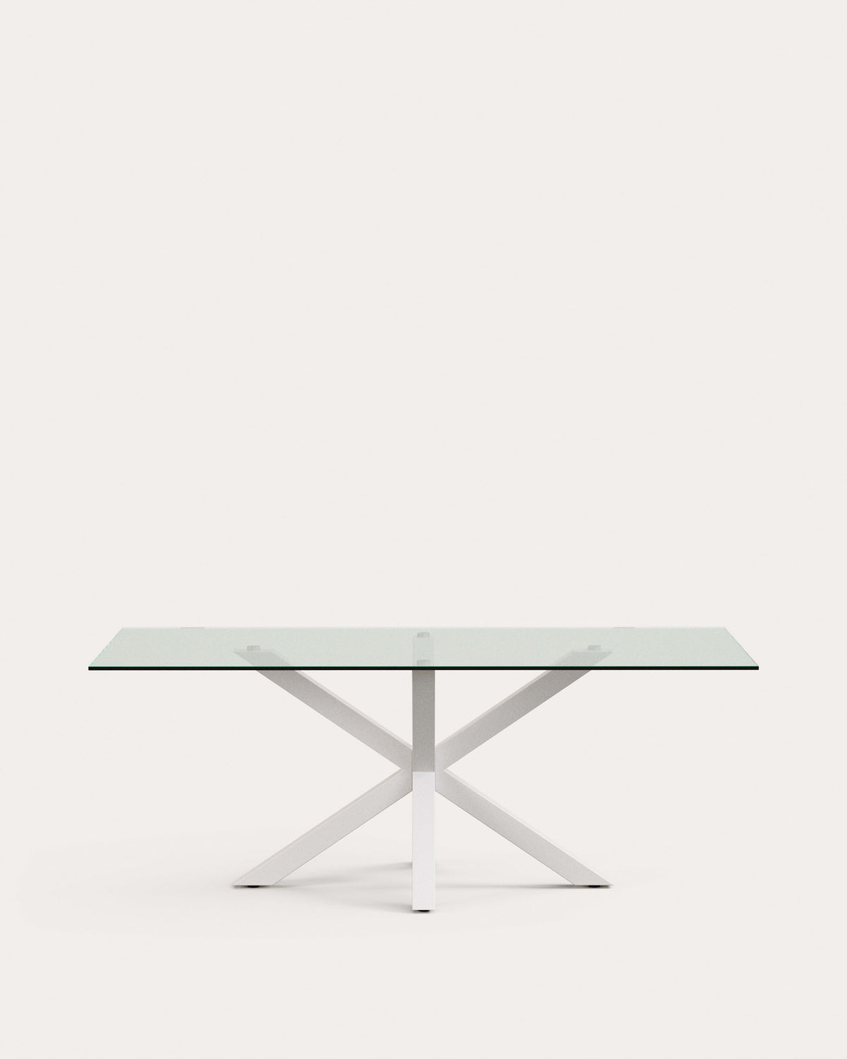 Tisch Argo aus Glas und Stahlbeinen mit weissem Finish, 200 x 100 cm in Transparent, Weiss präsentiert im Onlineshop von KAQTU Design AG. Esstisch ist von Kave Home